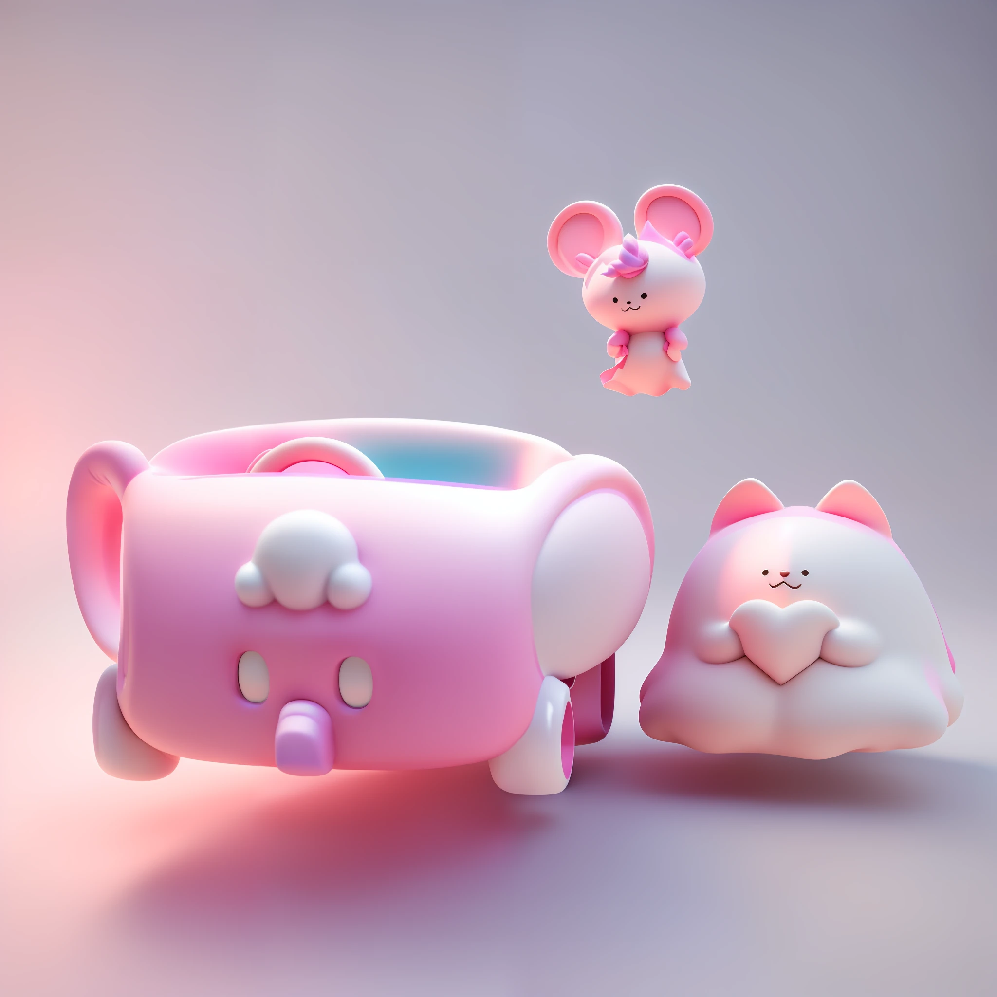 amusement park style, 3D clay rendering, 3D clay rendering, cute 3D rendering, clay rendering, 3D rendering stylization, stylized 3D rendering, smooth 3d CG rendering, soft 3D rendering, stylized to 3D rendering, cute! C4D, 3D illustration, dream unicorn color scheme, marshmallow-like color scheme, ((complex details)), hdr, ((complex details, super detailed)), movie shots, vignettes,