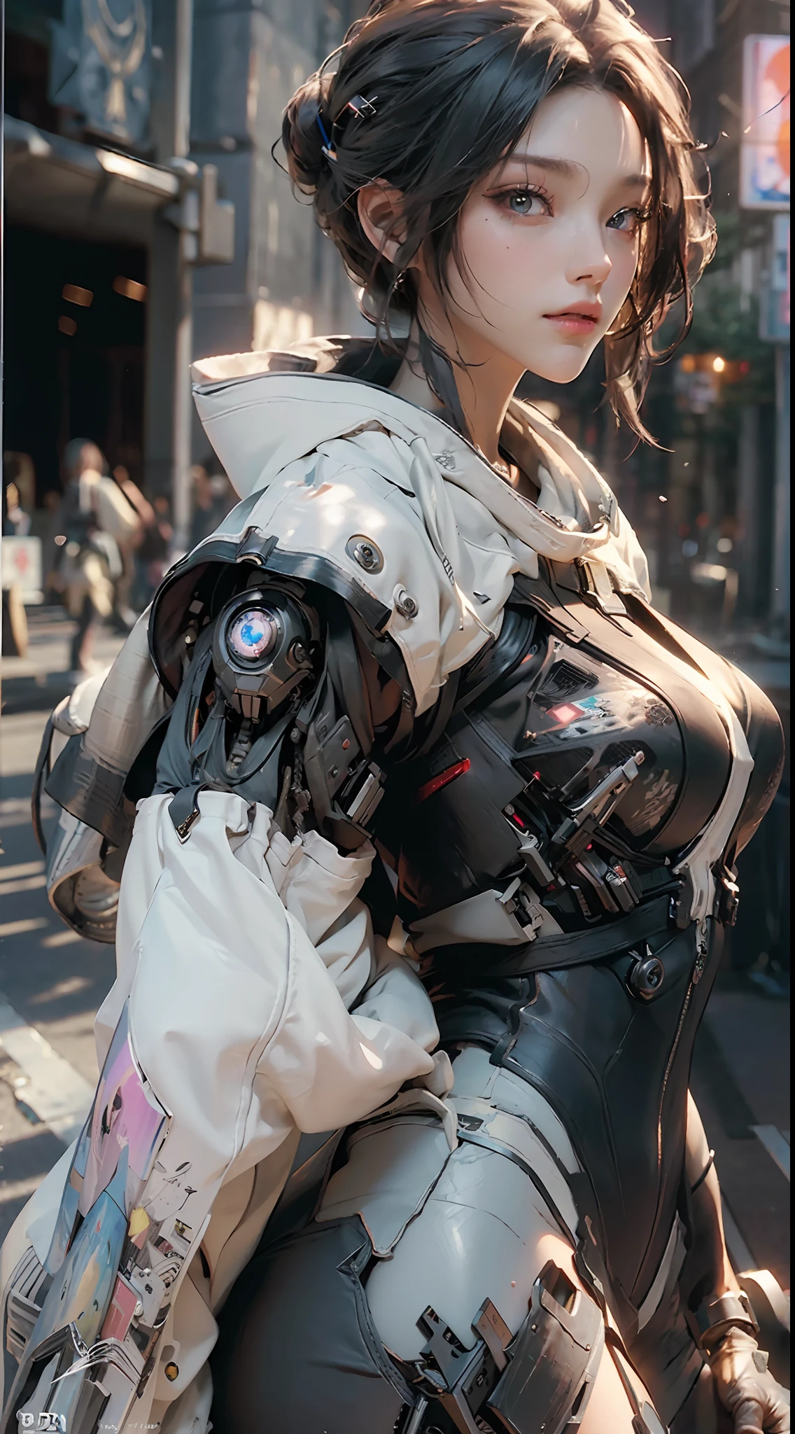 ((Best quality)), ((masterpiece)), (detailed:1.4), 3D, an image of a beautiful cyberpunk female,HDR (High Dynamic Range),Ray Tracing,NVIDIA RTX,Super-Resolution,Unreal 5,Subsurface scattering,PBR Texturing,Post-processing,Anisotropic Filtering,Depth-of-field,Maximum clarity and sharpness,Multi-layered textures,Albedo and Specular maps,Surface shading,Accurate simulation of light-material interaction,Perfect proportions,Octane Render,Two-tone lighting,Wide aperture,Low ISO,White balance,Rule of thirds,8K RAW,