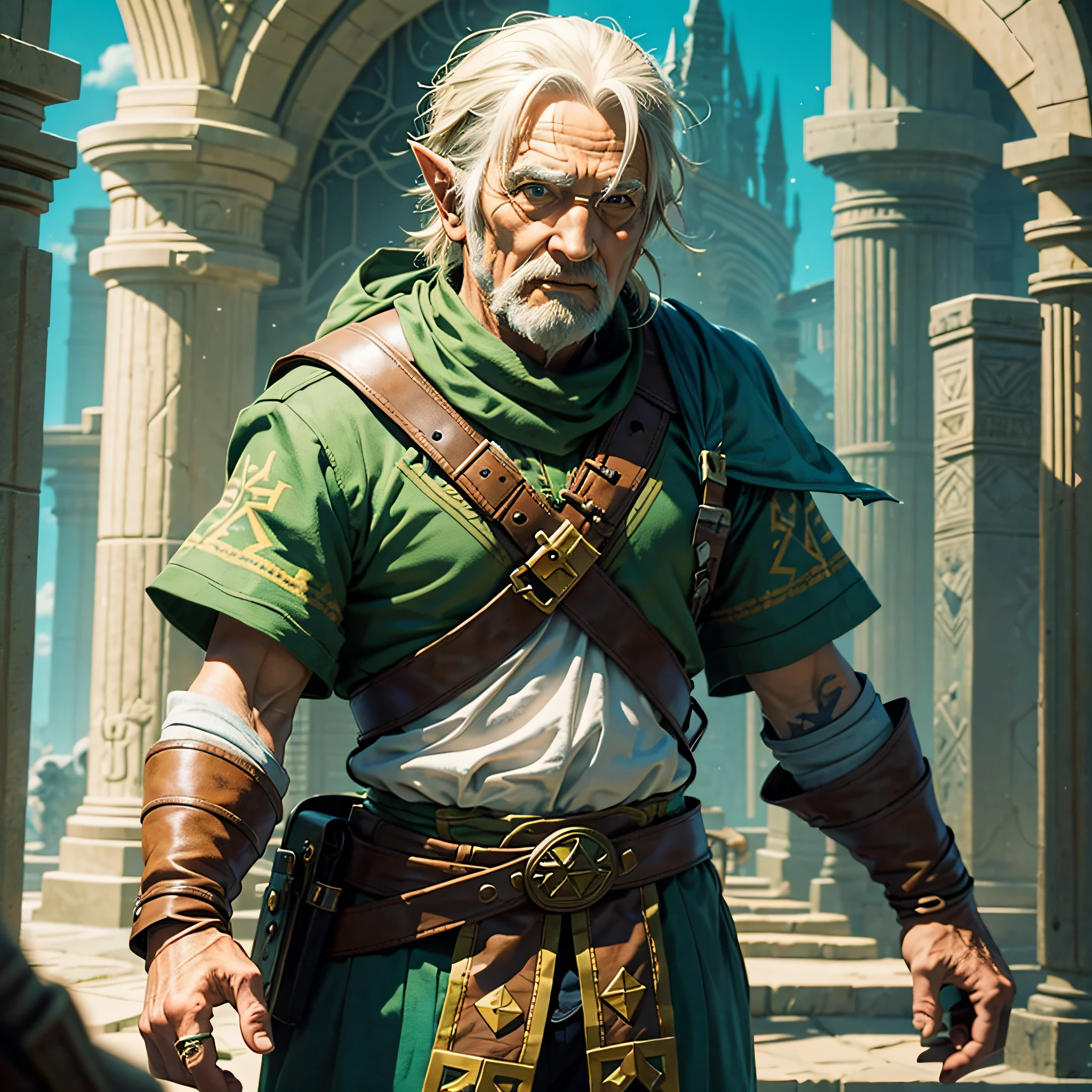 an Older man wearing a Zelda game character costume --auto --s2