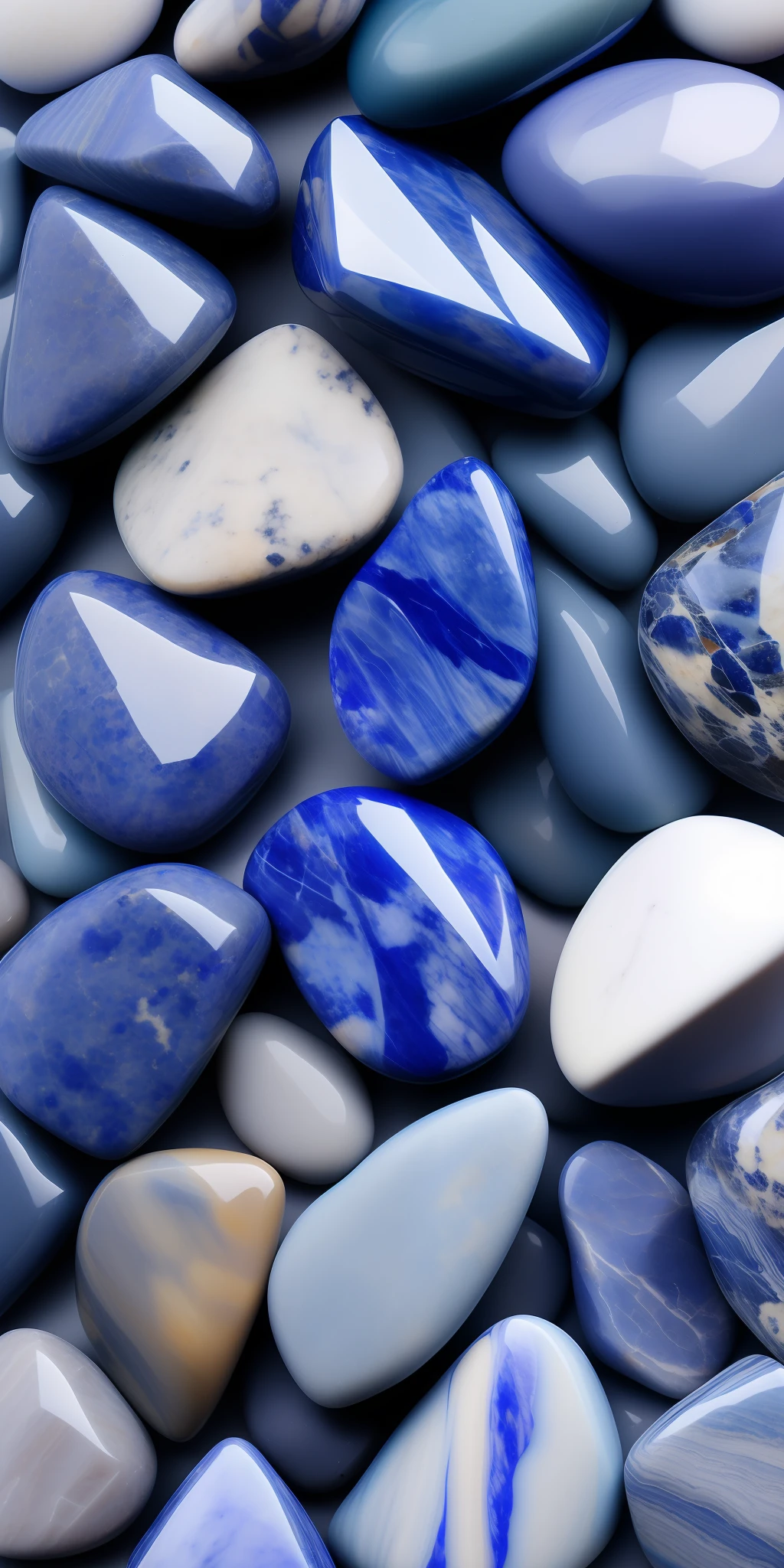Small Sodalite stones of high quality on a background