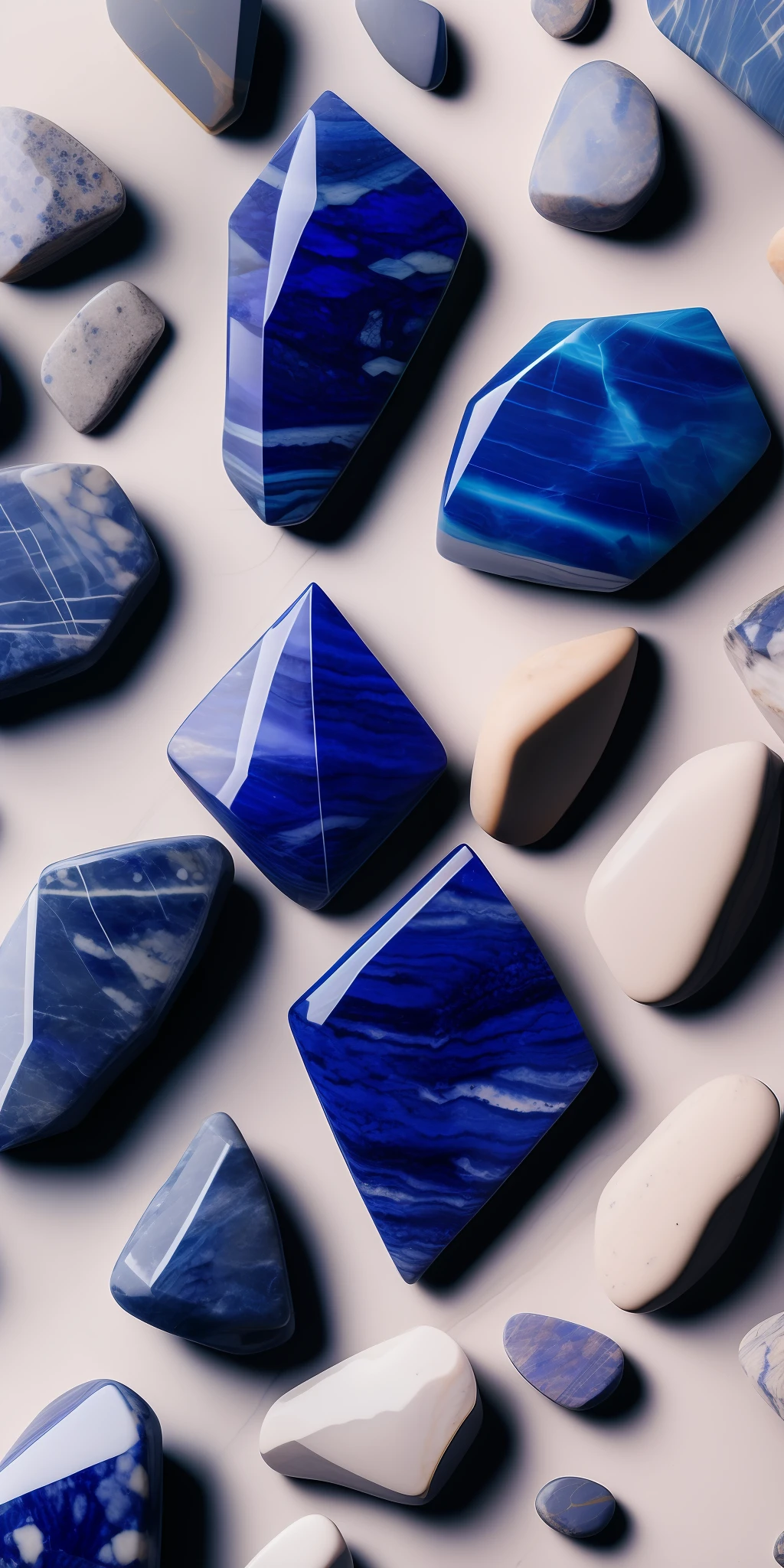 Small Sodalite stones of high quality on a background