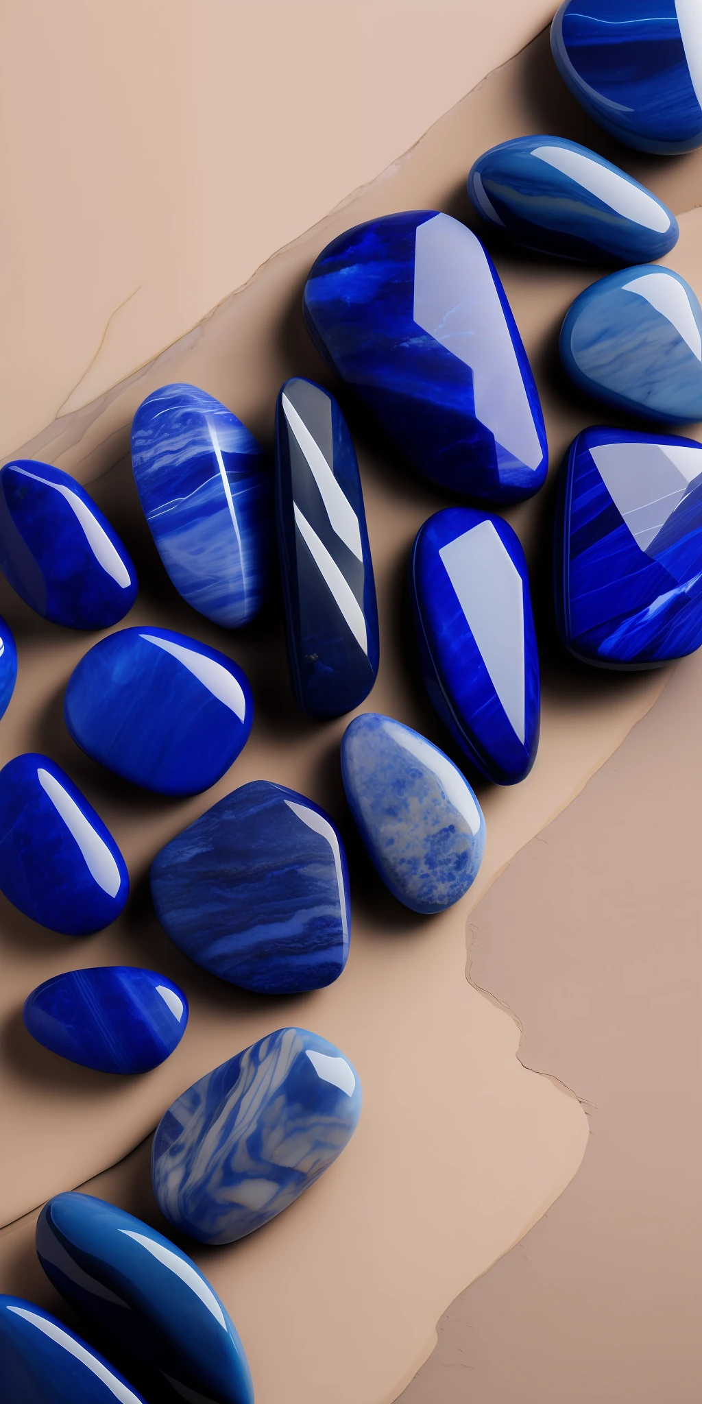 Small Sodalite stones of high quality on a background