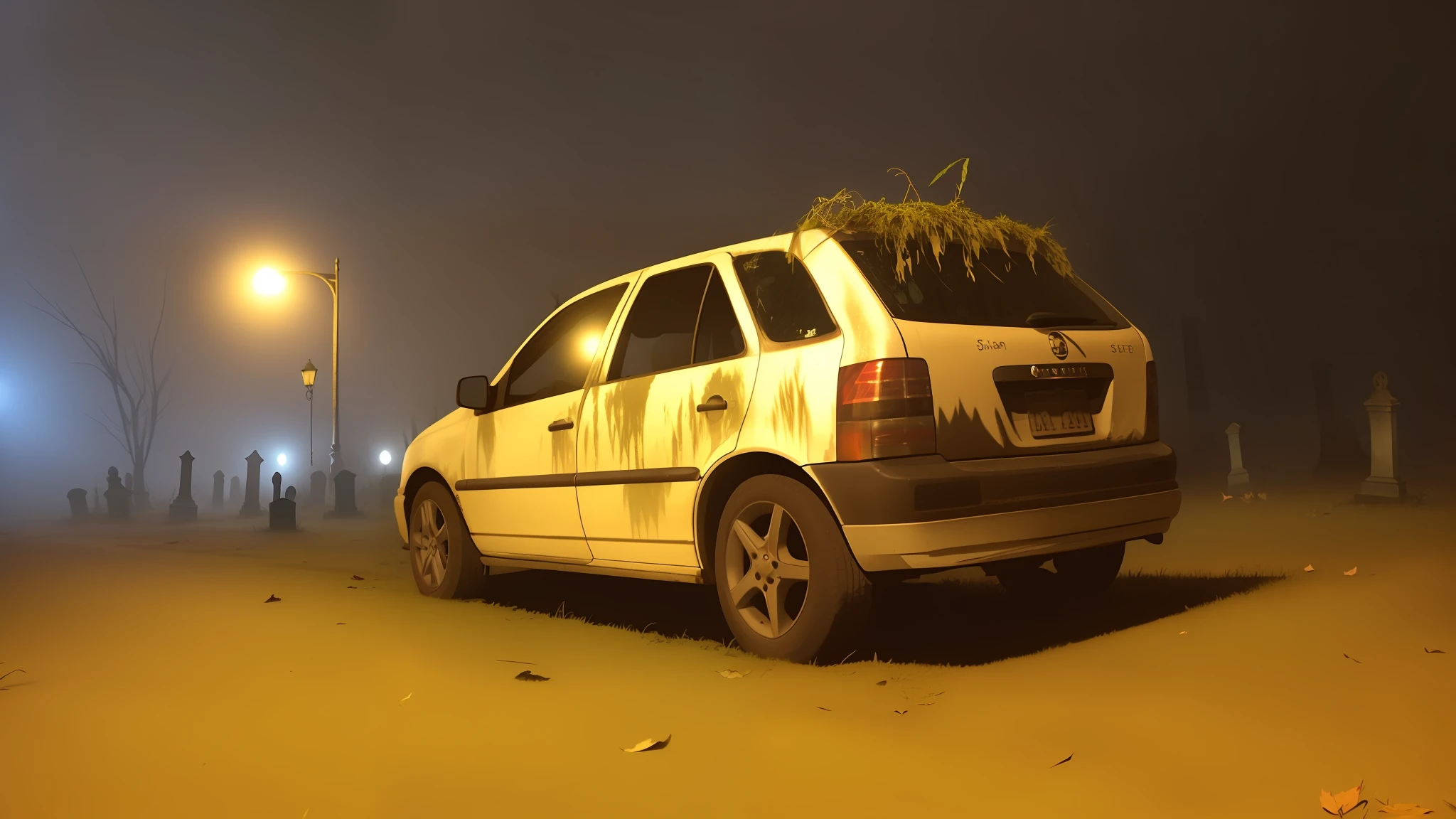 DON'T CHANGE THE CAR< SWITCH TO SINISTER SCENARIO WITH FOG< ABANDONED CEMETERY
