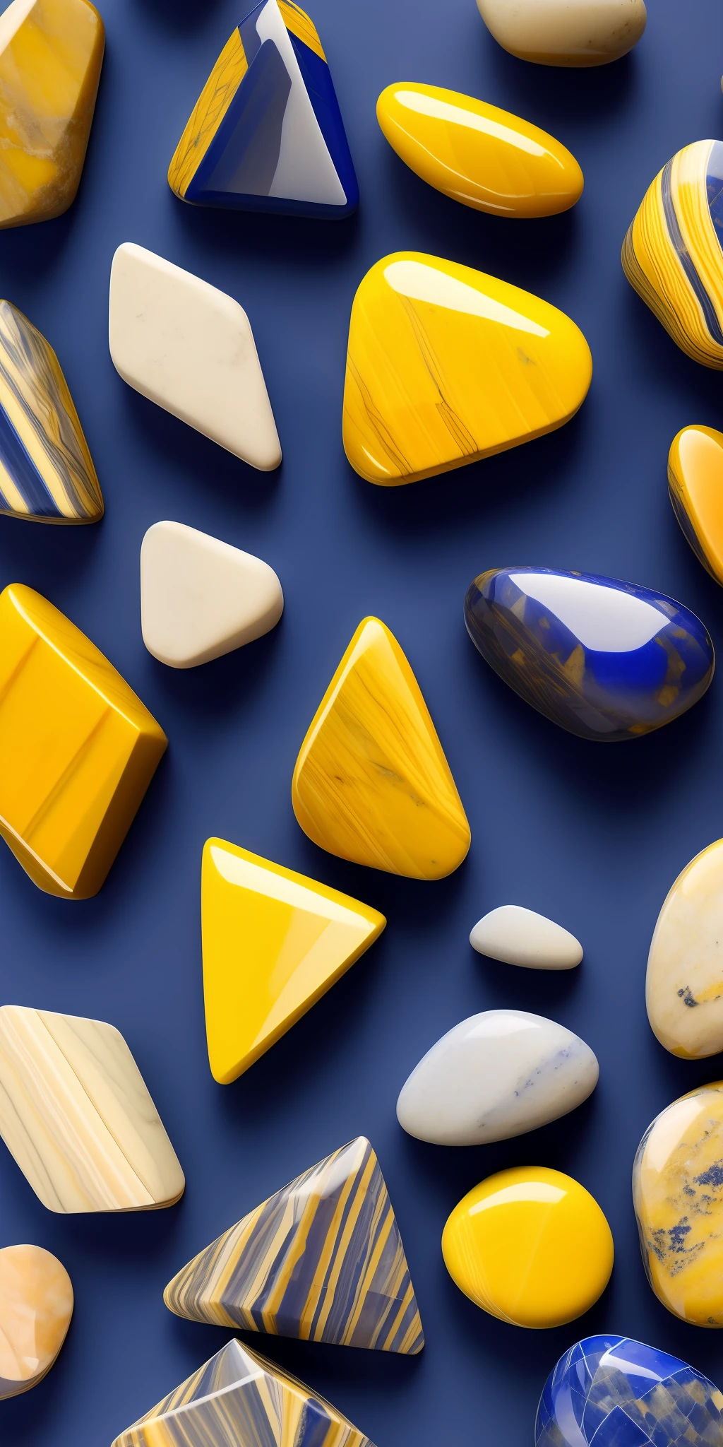 Small yellow sodalite stones of high quality on a background