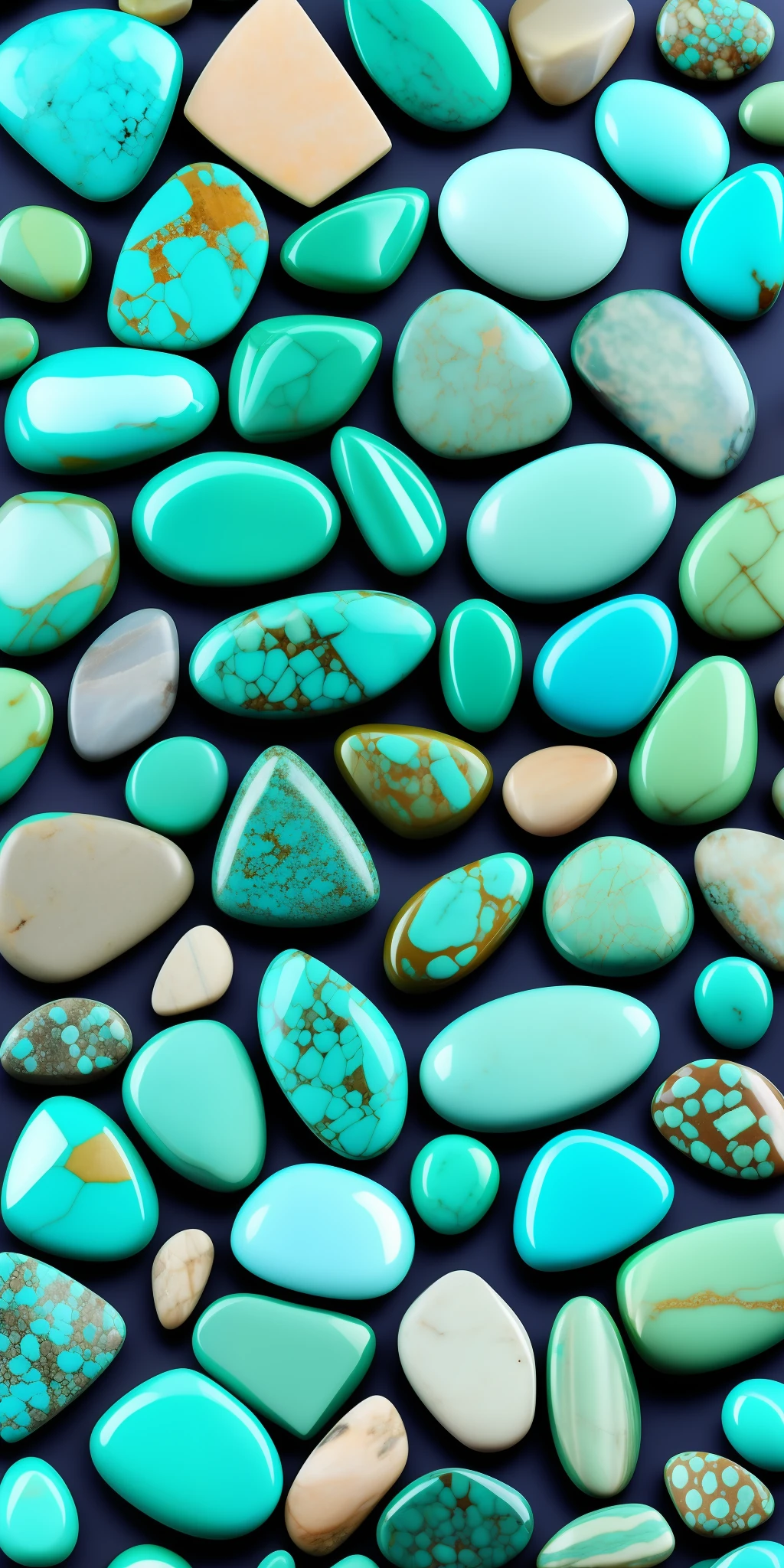 Small Turquoise stones of high quality on a background
