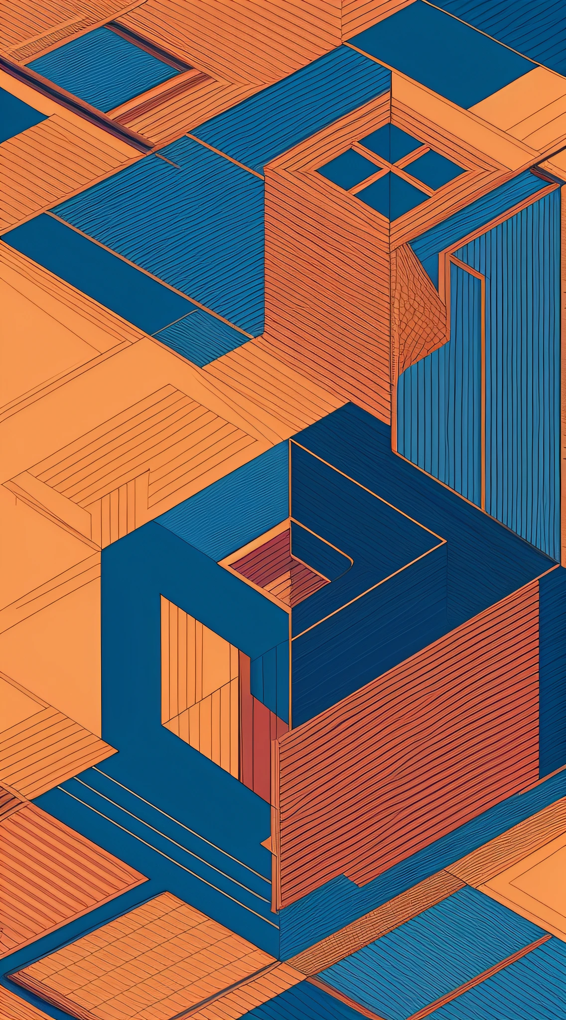 Three-dimensional square, block perspective, plane composition, ((loop texture)), (loop pattern), abstract art, plane composition, focused vision, flat drawing, --auto --s2