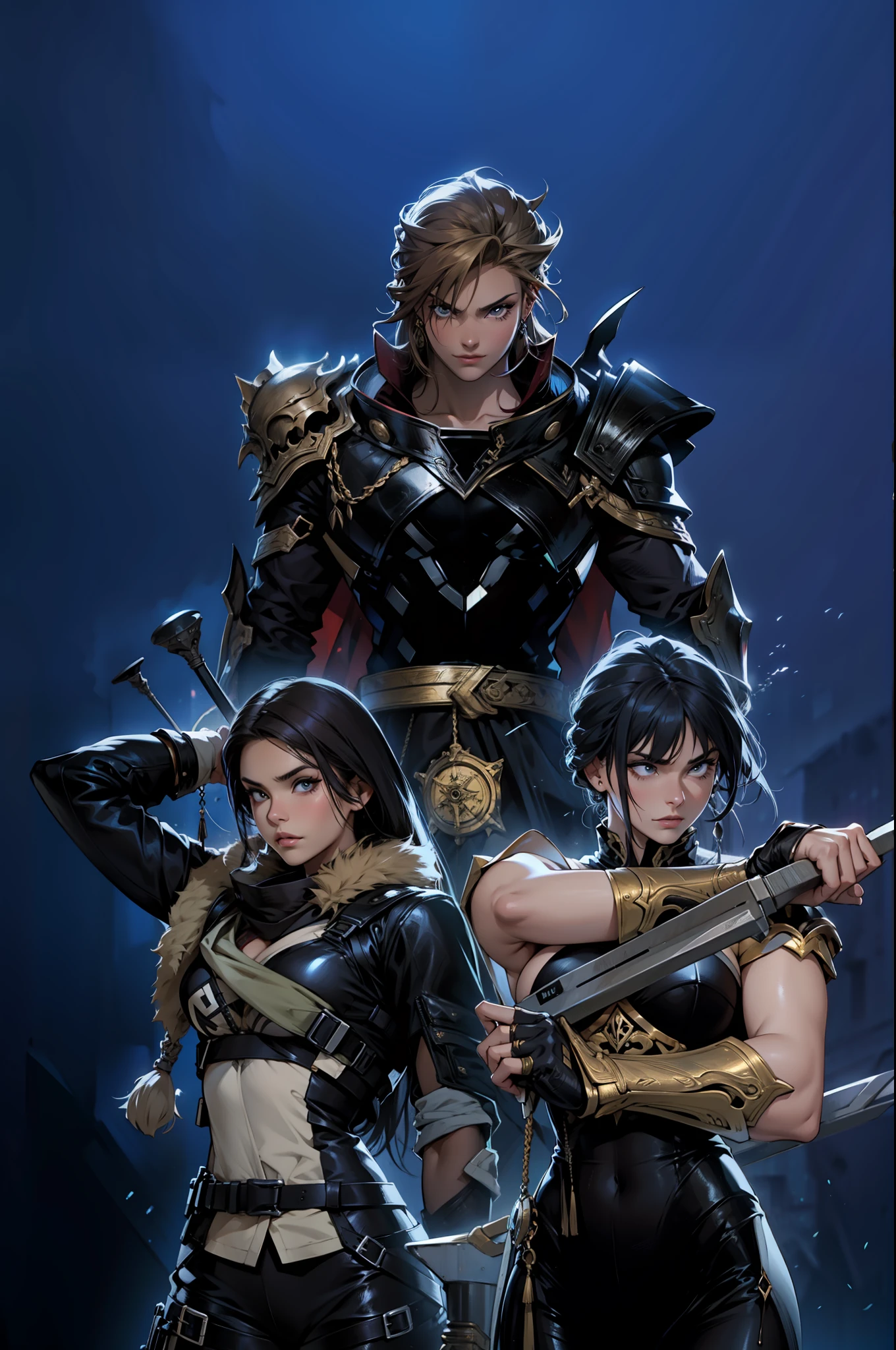 epic, three beautiful and serious women, feminine,