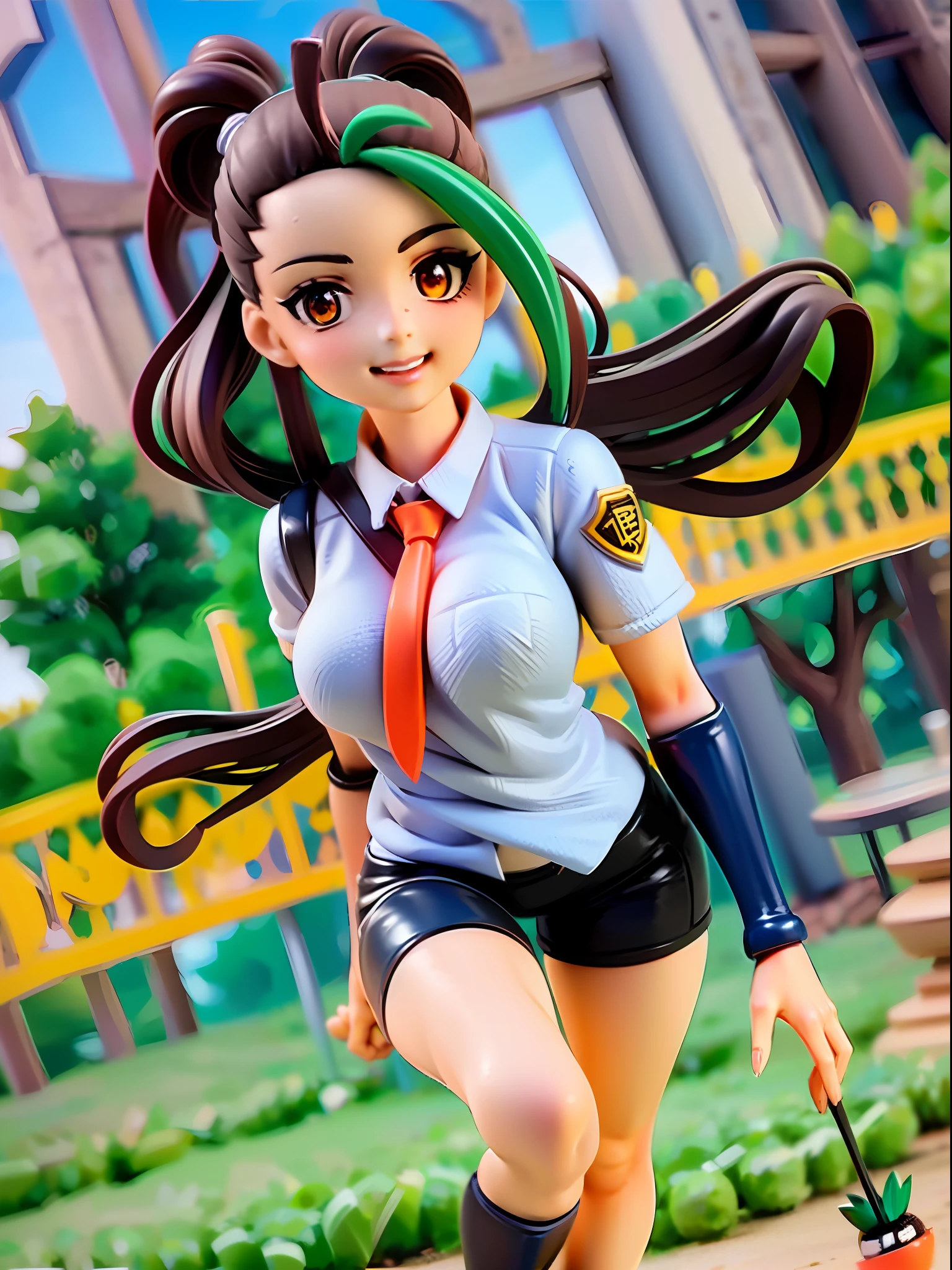 nemona, white shirt,orange necktie, (orange shorts) ,black pantyhose, sneakers,black glove,1girl,chibi, [realistic], [3d], (3dcg), ((octane render)), smile, full body,hand up,on grass, sunlight,ultra detailed light and shadow
BREAK
(8k, RAW photo, best quality, masterpiece:1.2), ultra high res, (((realistic, photo-realistic))), professional lighting, detailed lighting, professional photography, fisheye, dynamic angle, high quality, high res, extremely detailed, bloom
BREAK
depth of field, sketch, sharp focus, soft lighting, good composition, god light highlight, detailed, (((photorealistic details))), detailed skin, to8contrast style