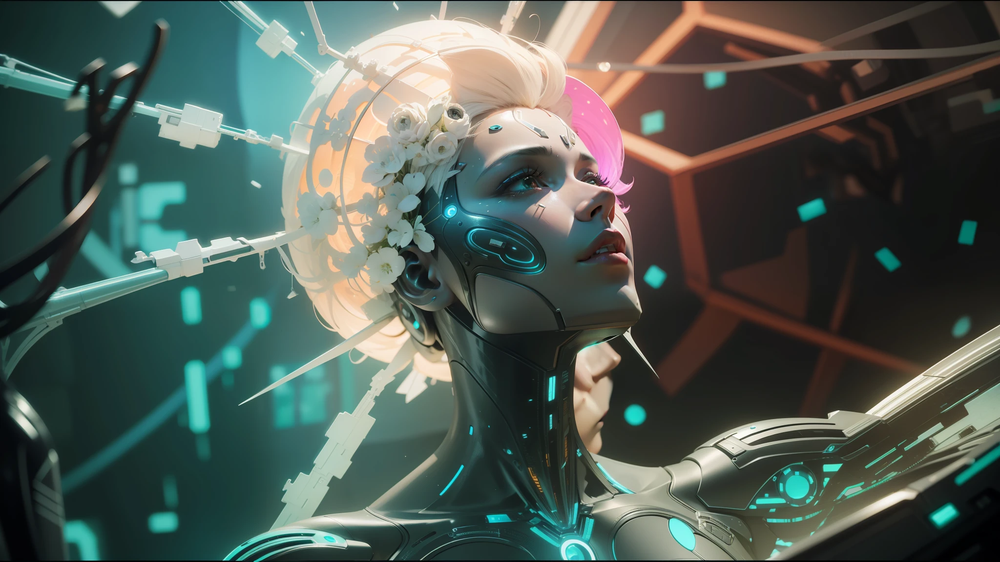 a close up of a person with a futuristic body and head, still from alita, love death + robots, love death and robots, from a 2 0 1 9 sci fi 8 k movie, cyborg goddess in cosmos, death and robots two in the void, 2 0 2 1 cinematic 4 k framegrab, lee griggs and jason chan, cgsociety 9 --auto --s2