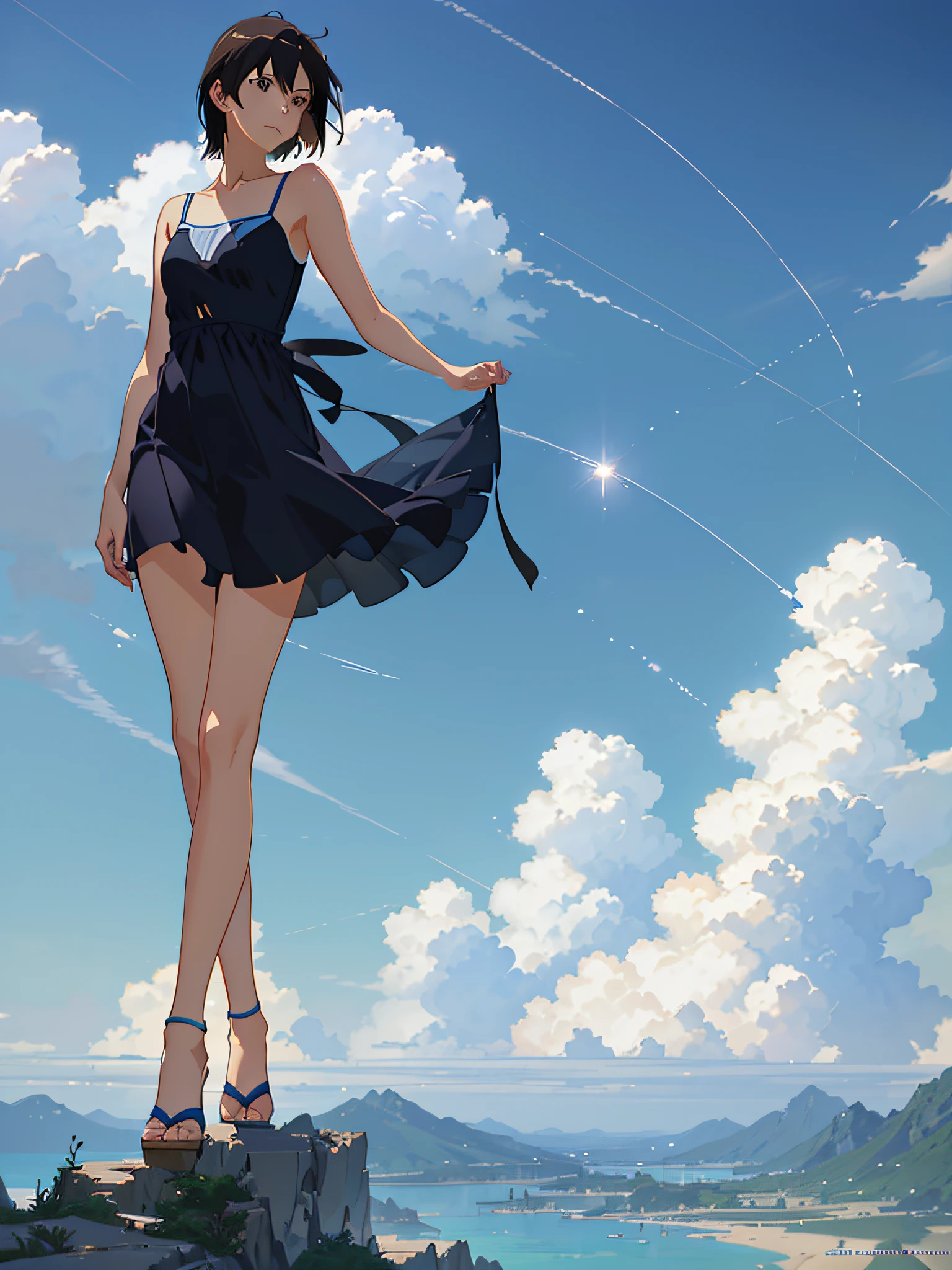 Summer, Makoto Shinkai's concept art, tumblr, magic realism, beautiful anime scenes, beautiful skies. by makoto shinkai, ( ( makoto shinkai ) ), anime background art, anime backgrounds, Makoto Shinkai's style, anime movie backgrounds, galaxy express, no humans. --v6