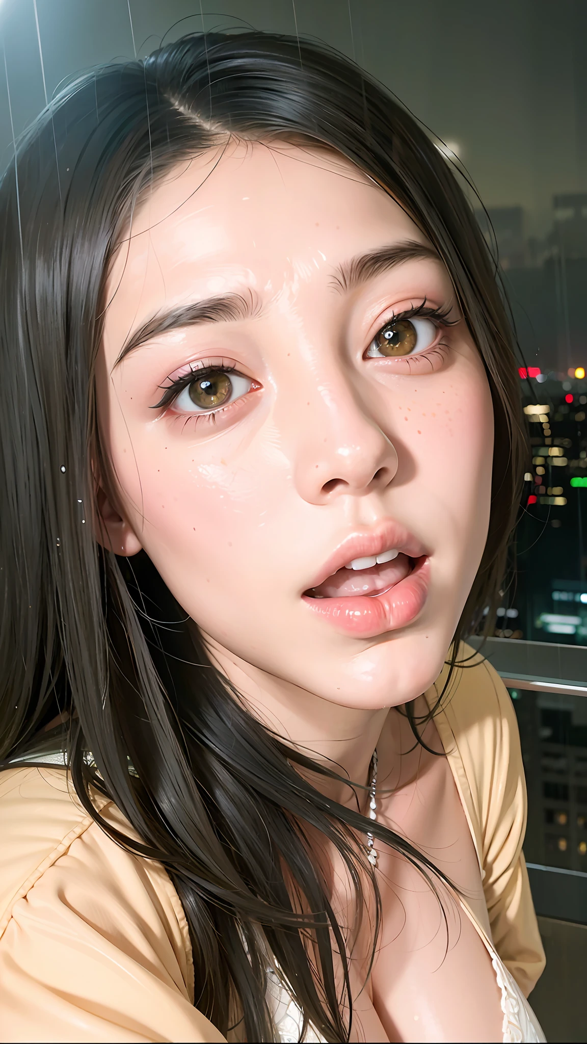 (8k, RAW photo, best quality, masterpiece:1.2), (realistic, photorealistic:1.37),1 girl,cityview, night, rain, wet, professional lighting, photon mapping, radio, chinese doll, lack, underwear, big breasts, nurse, wedding dress, same as original