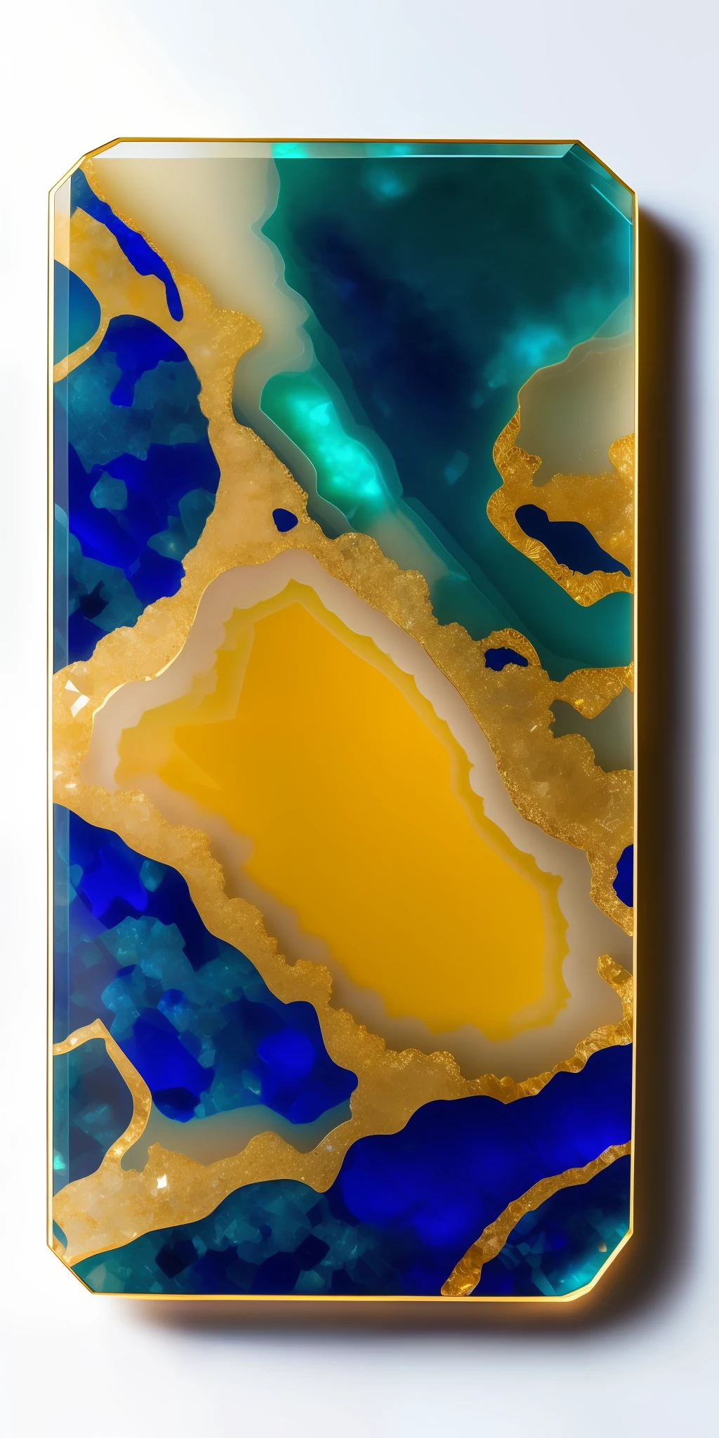 Sodalite Jade Emerald Citrine lapis lazuli) pure gold small agate high quality stone on clear glass plate background(neon)