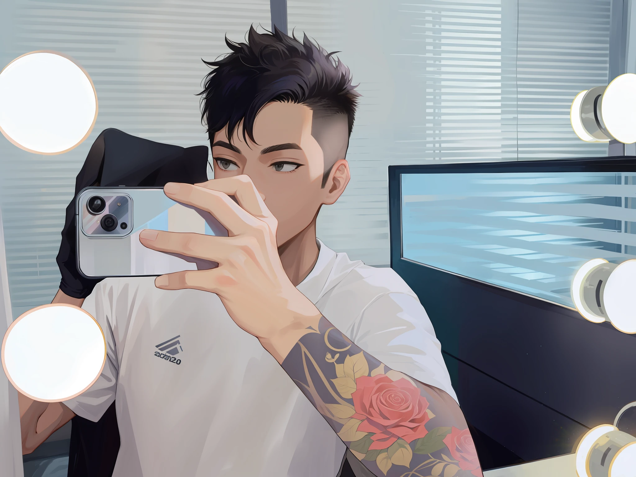 There is a man taking a picture of himself in the mirror, tattoo on his arm, Phong Shadow, 2 7 years old, profile picture 1024px, Twitch streamer/gamer Ludwig, 2 8 years old, professional profile picture, 8K selfie photo, 21 years old, 2 3 years old, 2 2 years old, 2 9 years old, avatar profile picture