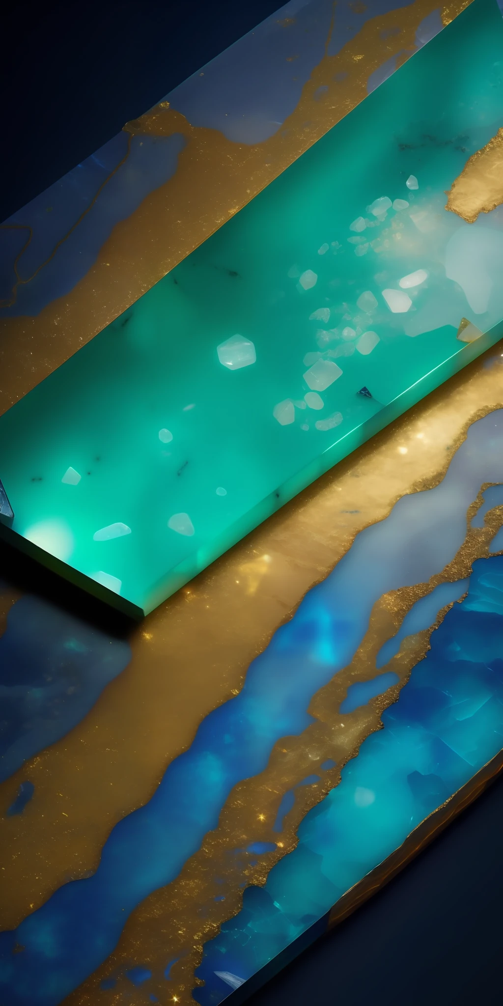 stone background Sodalite Jade Emerald Citrine lapis lazuli) pure gold small agate high quality on transparent glass plate in the dark night beautiful glow (neon)