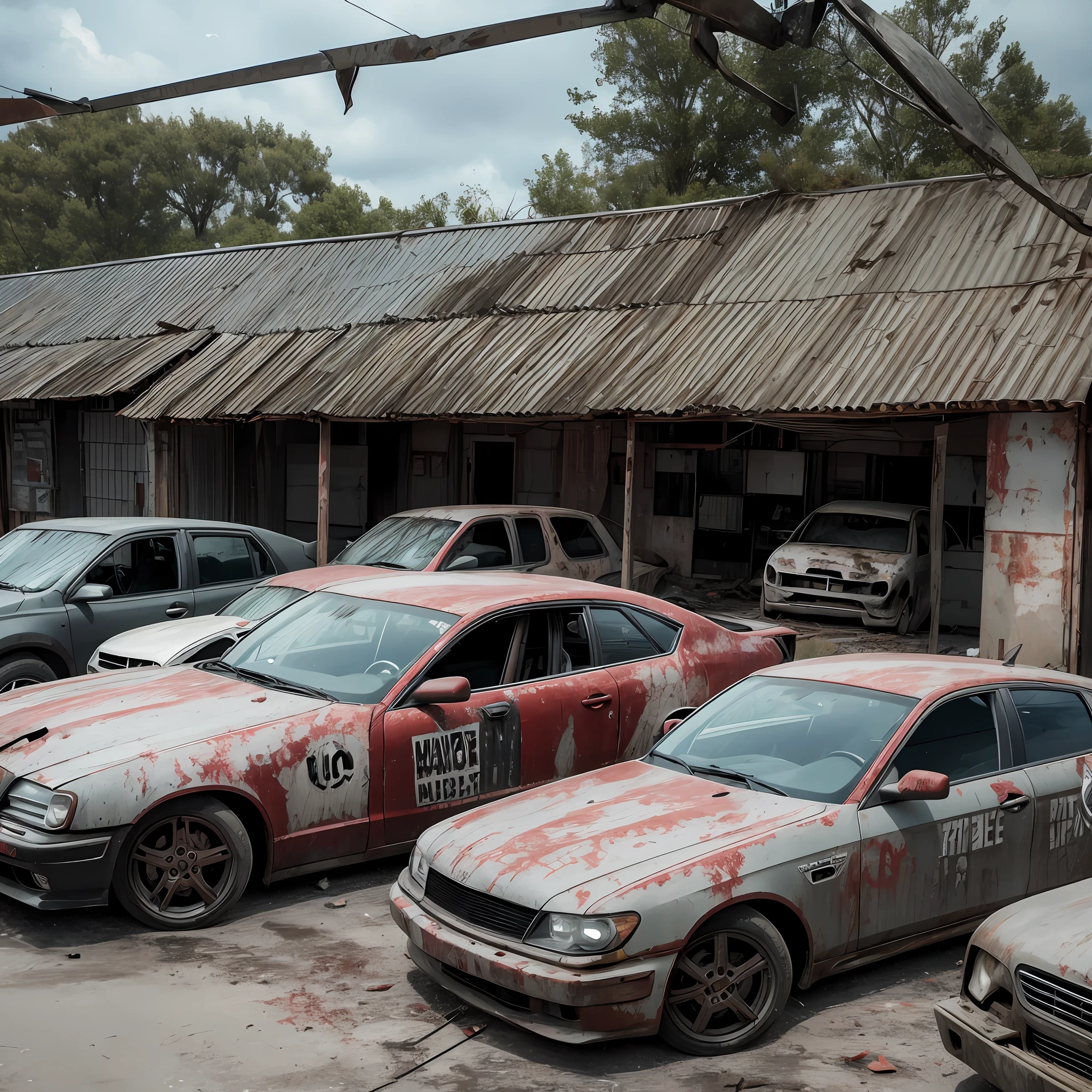 Car shop in a zombie apocalypse. Car shop. Zombie apocalypse --auto --s2