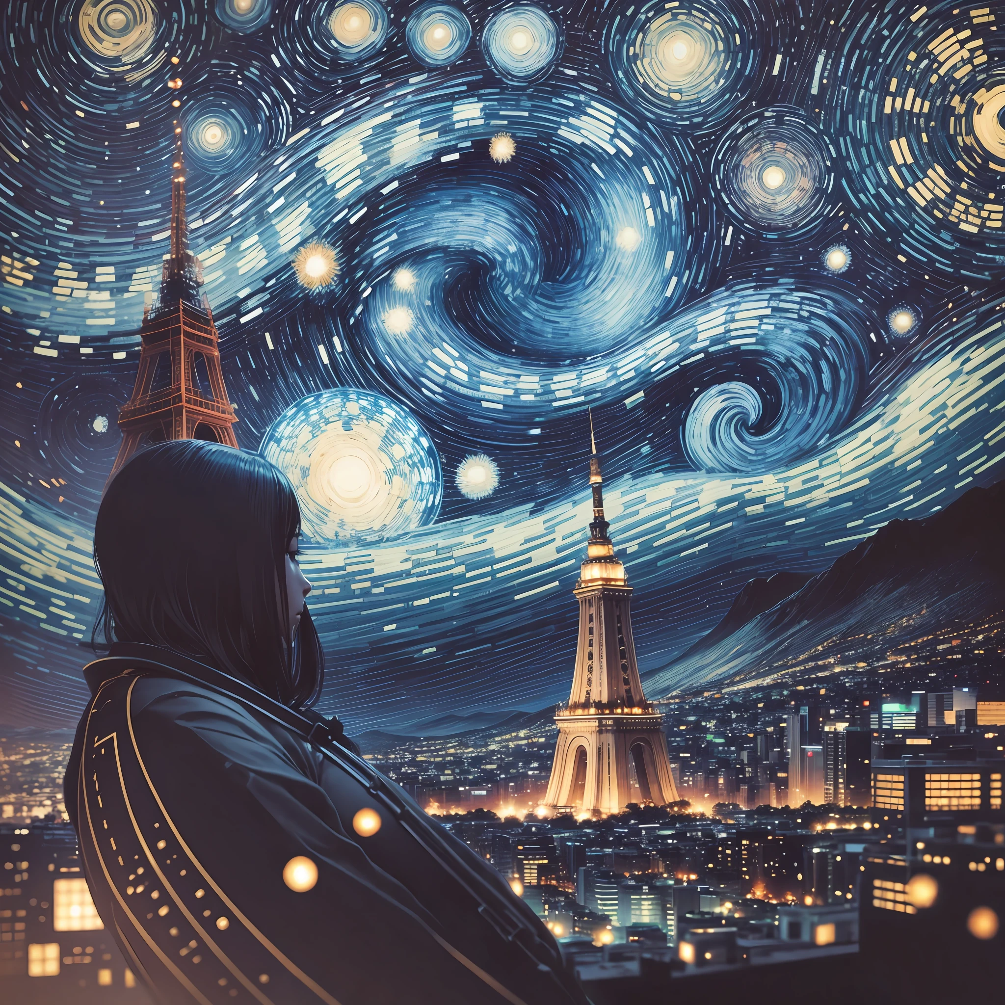 Starry Night El Capitan Tokyo Behind the Woman Climbing El Capitan --auto --s2