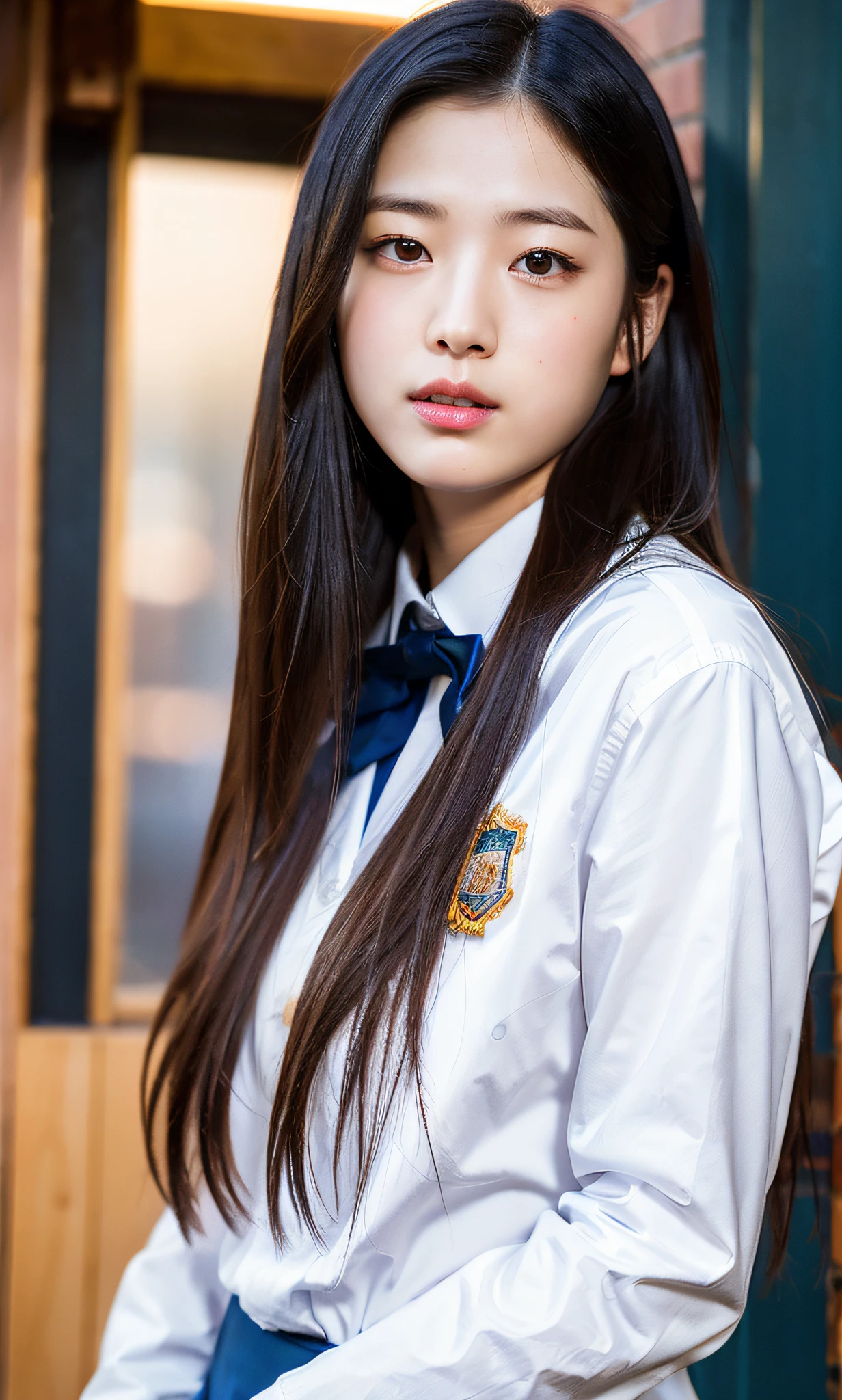 ulzzang-6500-v1.1, (raw photo:1.2), (photorealistic:1.4), beautiful detailed girl, very detailed eyes and face, beautiful detailed eyes, ridiculous, incredibly ridiculous, huge file size, super detailed, high resolution, very detailed, best quality, masterpiece, kemomimi, ((Japanese girls' white high school uniform)), illustration, very detailed, CG, unified, 8k wallpaper, amazing, Fine details, masterpiece, best quality, very detailed CG uniform 8k wallpaper, light on face, cinematic lighting, 1girl, 16 years old, ((dynamic pose))), (half),