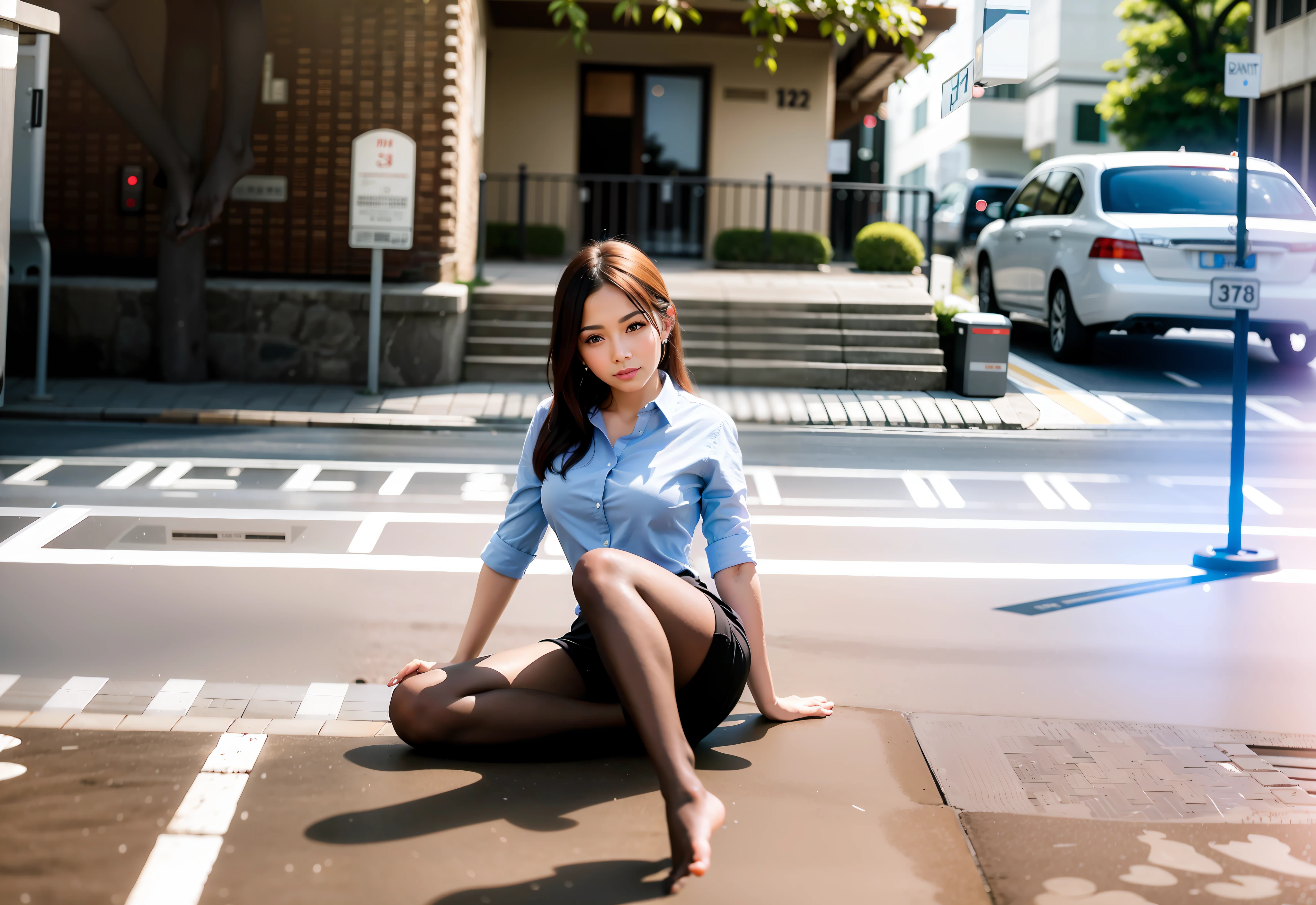 Supporting hands, beauty, beautiful face, feet stretched forward front