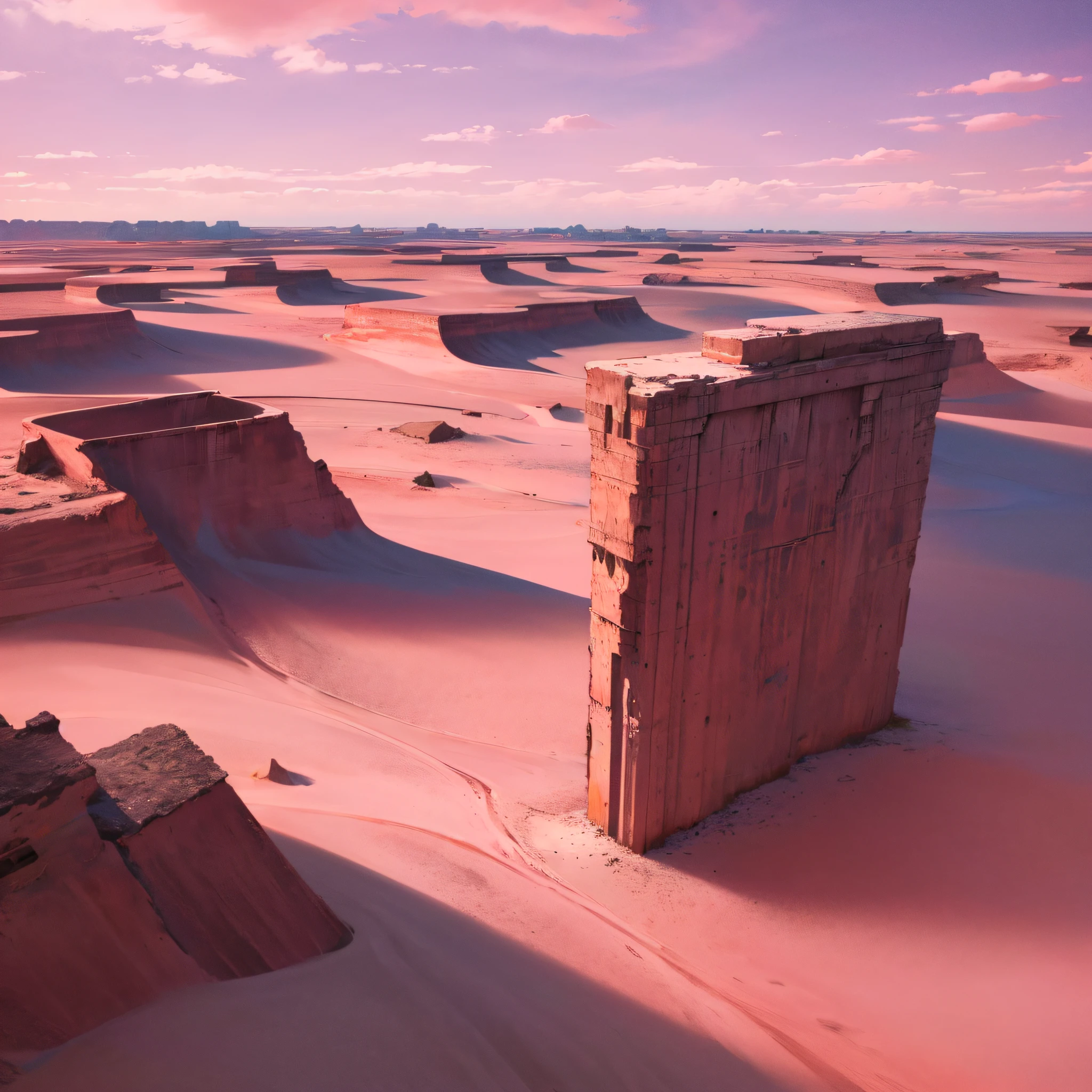 Summer, (vast)), vast desert, ((no house)), pink clouds, a land overgrown with roses, James Gurney, art station rendering, ultra-wide lens, high definition
