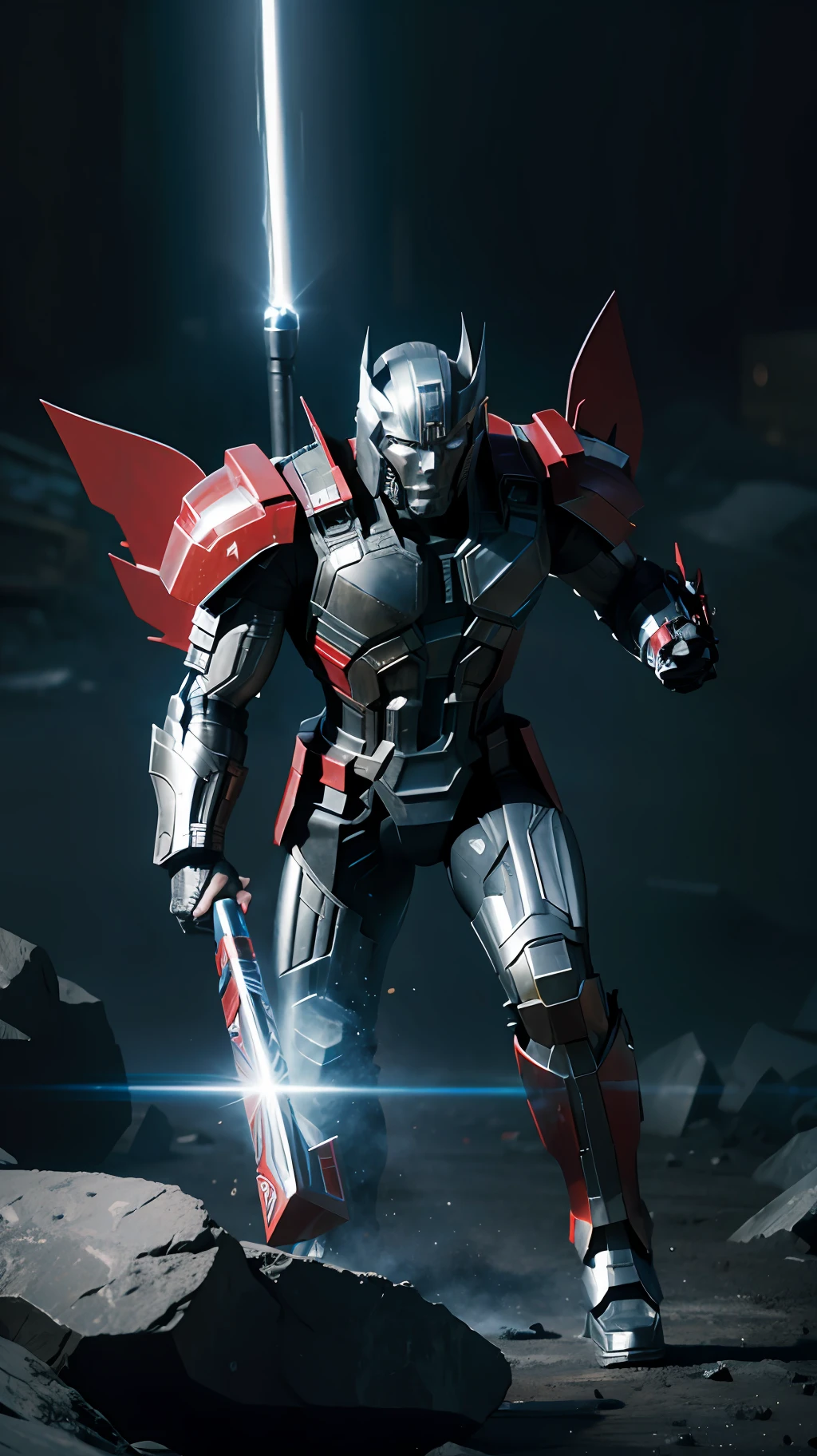 Optimus Prime and Thor, holding Mjolnir, UHD, high detail, high quality, best quality, 1080P, HD, high resolution