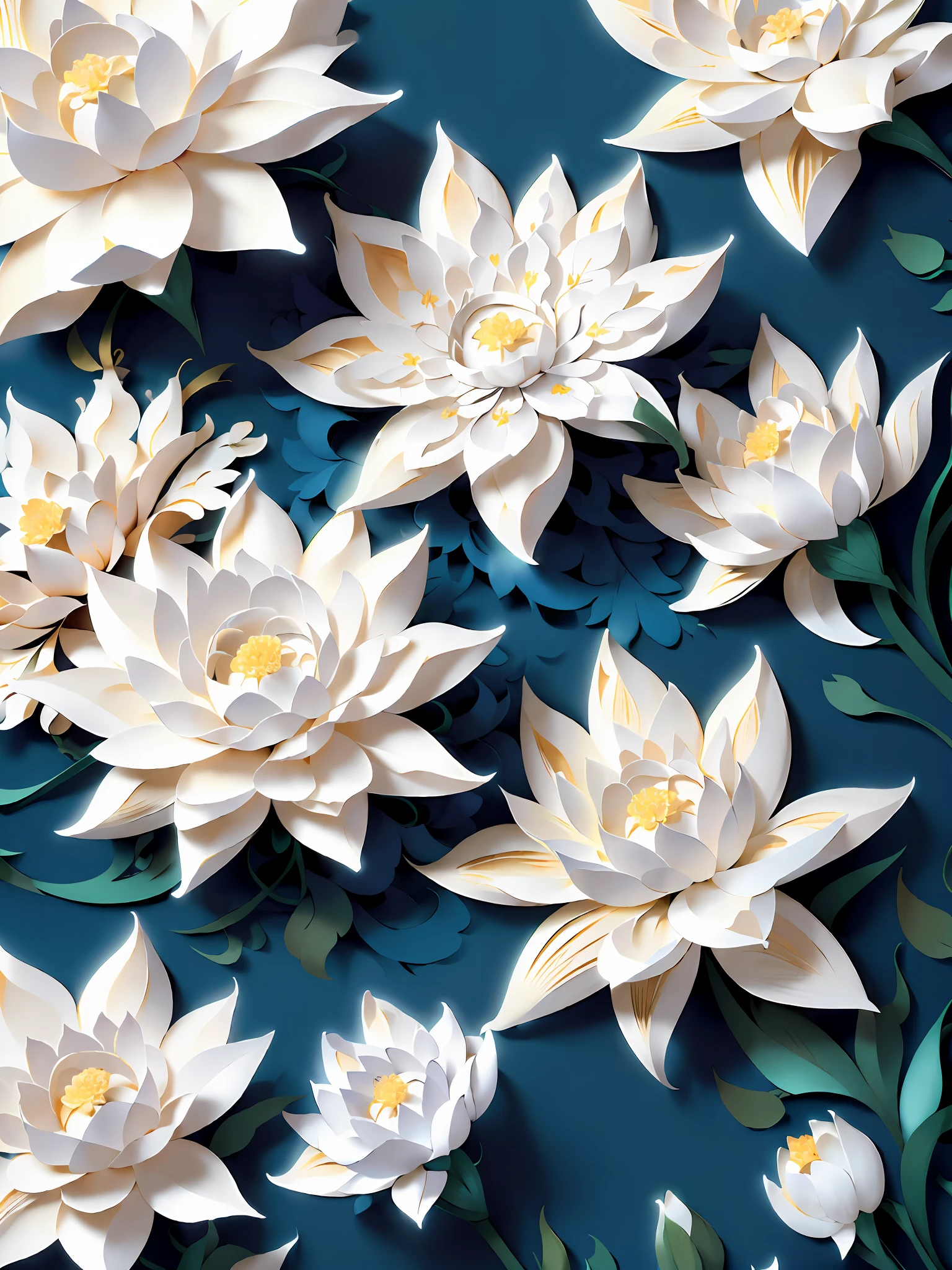 (((masterpiece))),best quality, illustration,beautiful detailed glow, flowers,white background, paper_cut,
