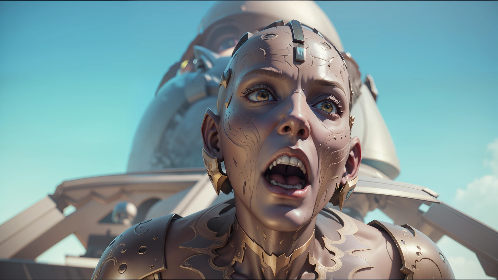 a close up of a statue of a person with a weird face, ultrarealistic uhd faces, cgi art, japanese cgi, unreal engine 5 demo, death and robots two in the void, makeup. unreal engine, ultra realistic facial details, unreal engine 5 », unreal engine: .2, realistic skin shader, menacing. unreal 5, video game avatar --auto --s2