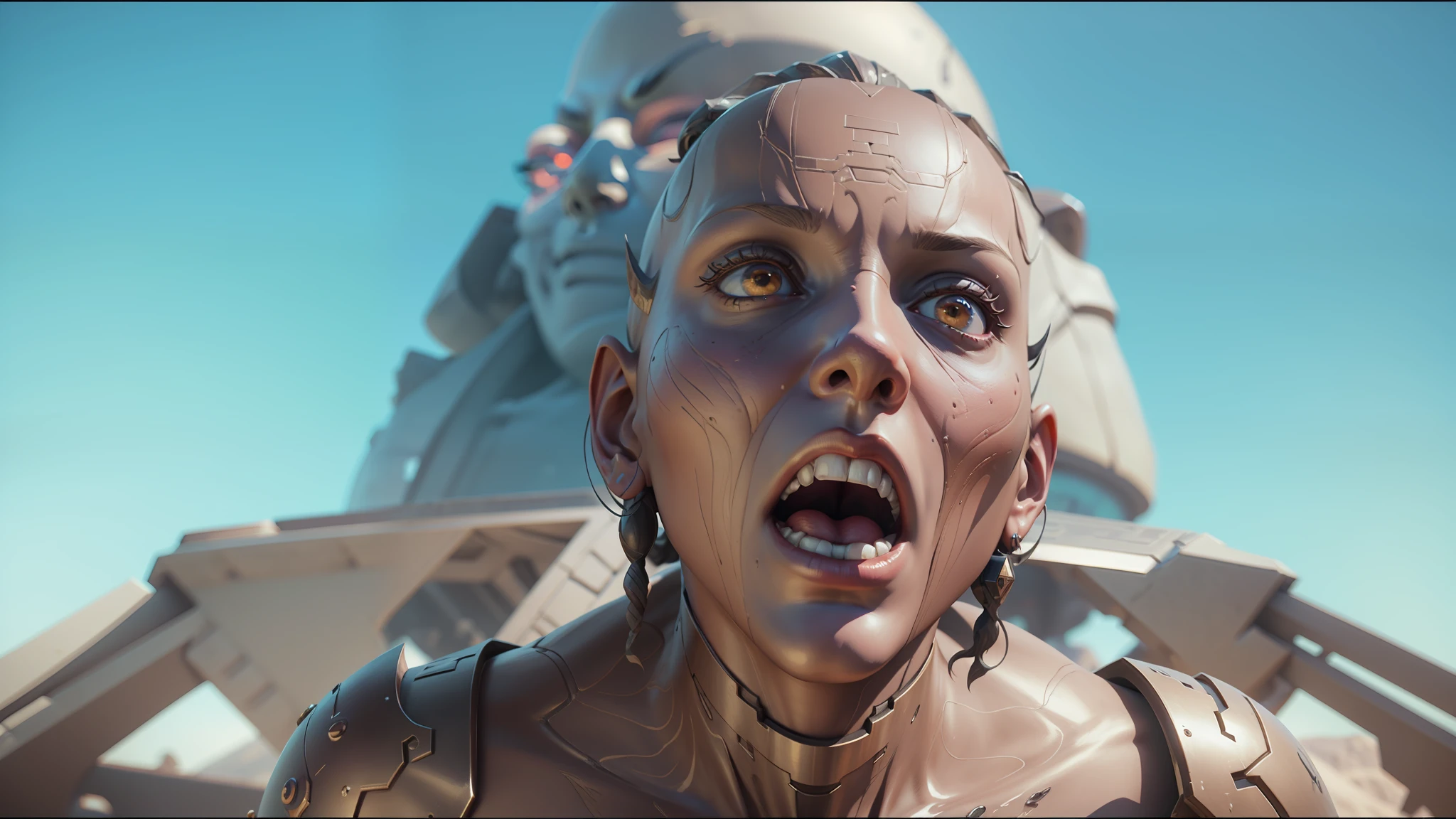 a close up of a statue of a person with a weird face, ultrarealistic uhd faces, cgi art, japanese cgi, unreal engine 5 demo, death and robots two in the void, makeup. unreal engine, ultra realistic facial details, unreal engine 5 », unreal engine: .2, realistic skin shader, menacing. unreal 5, video game avatar --auto --s2