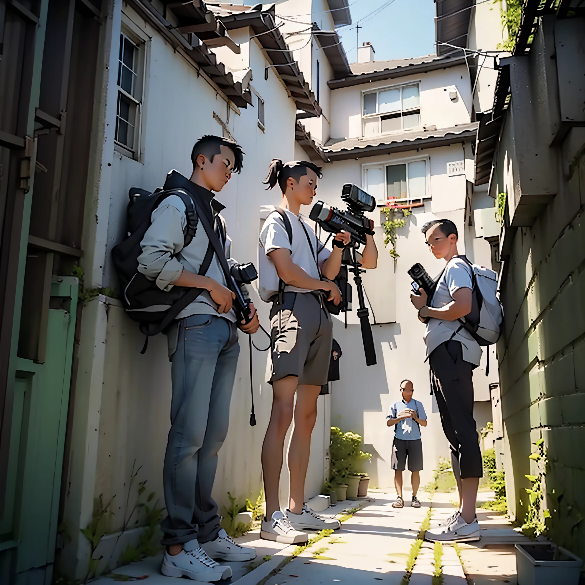 A group of journalists stood in front of my house with professional video cameras in hand