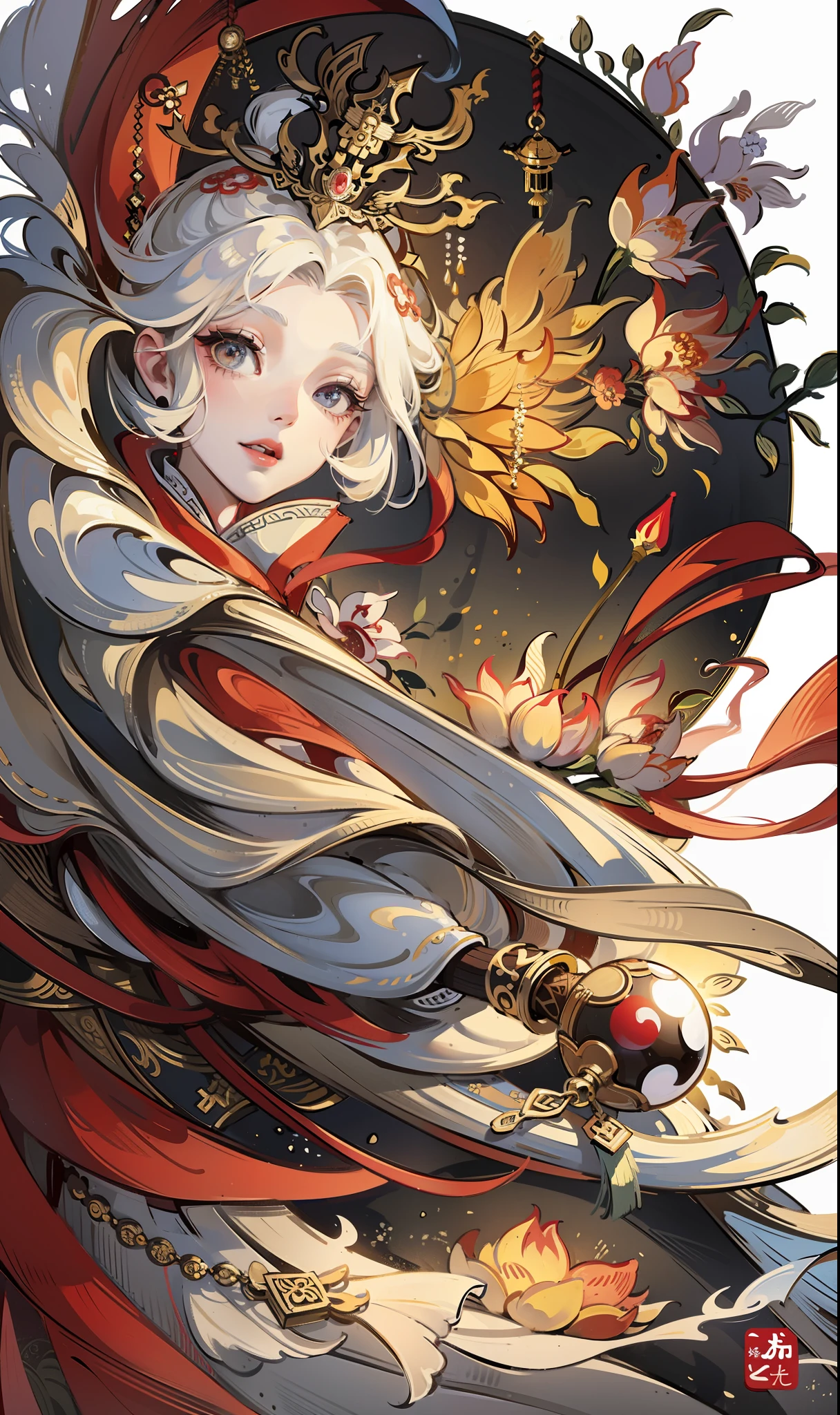 A girl, ancient Chinese costume, whole body, sunshine, clear face, clean white background, masterpiece, super detail, epic composition, ultra HD, high quality, extremely detailed, official art, uniform 8k wallpaper, super detail, 32k -- v 6