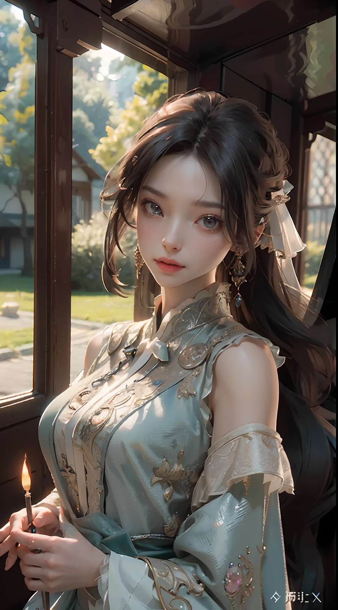 ((Best Quality)), ((Masterpiece)), (Detail: 1.4), 3D, A Beautiful Elegant Female Figure, HDR (High Dynamic Range), Ray Tracing, NVIDIA RTX, Super-Resolution, Unreal 5, Subsurface Scattering, PBR Textures, Post-Processing, Anisotropic Filtering, Depth of Field, Maximum Clarity and Sharpness, Multi-layer Textures, Albedo and Highlight Maps, Surface Coloring, Accurate Simulation of Light-Material Interactions , Perfect Proportions, Octane Render, Bicolor Light, Large Aperture, Low ISO, White Balance, Rule of Thirds, 8K RAW,
