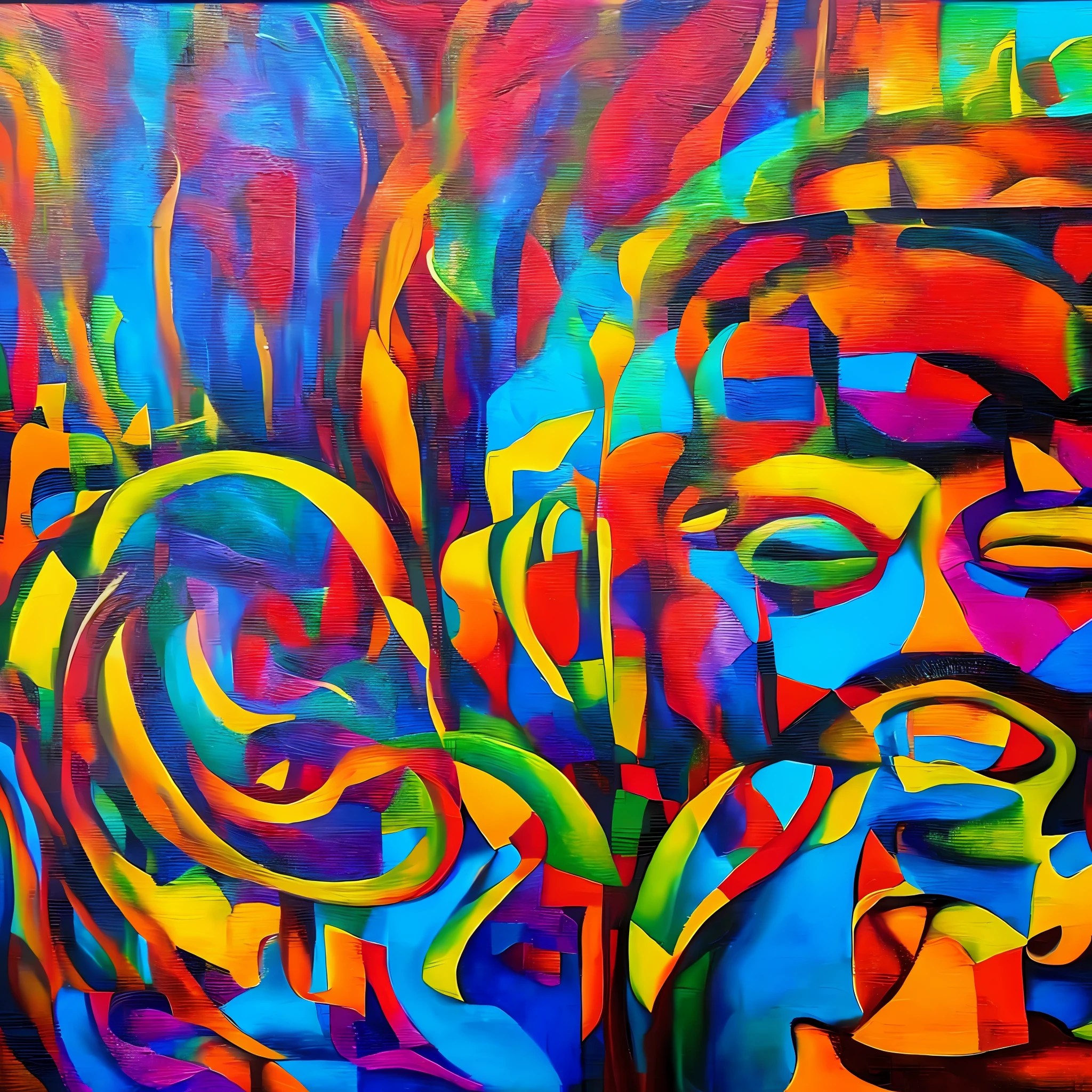 Oil painting, African colors, vibrant, graffiti style,