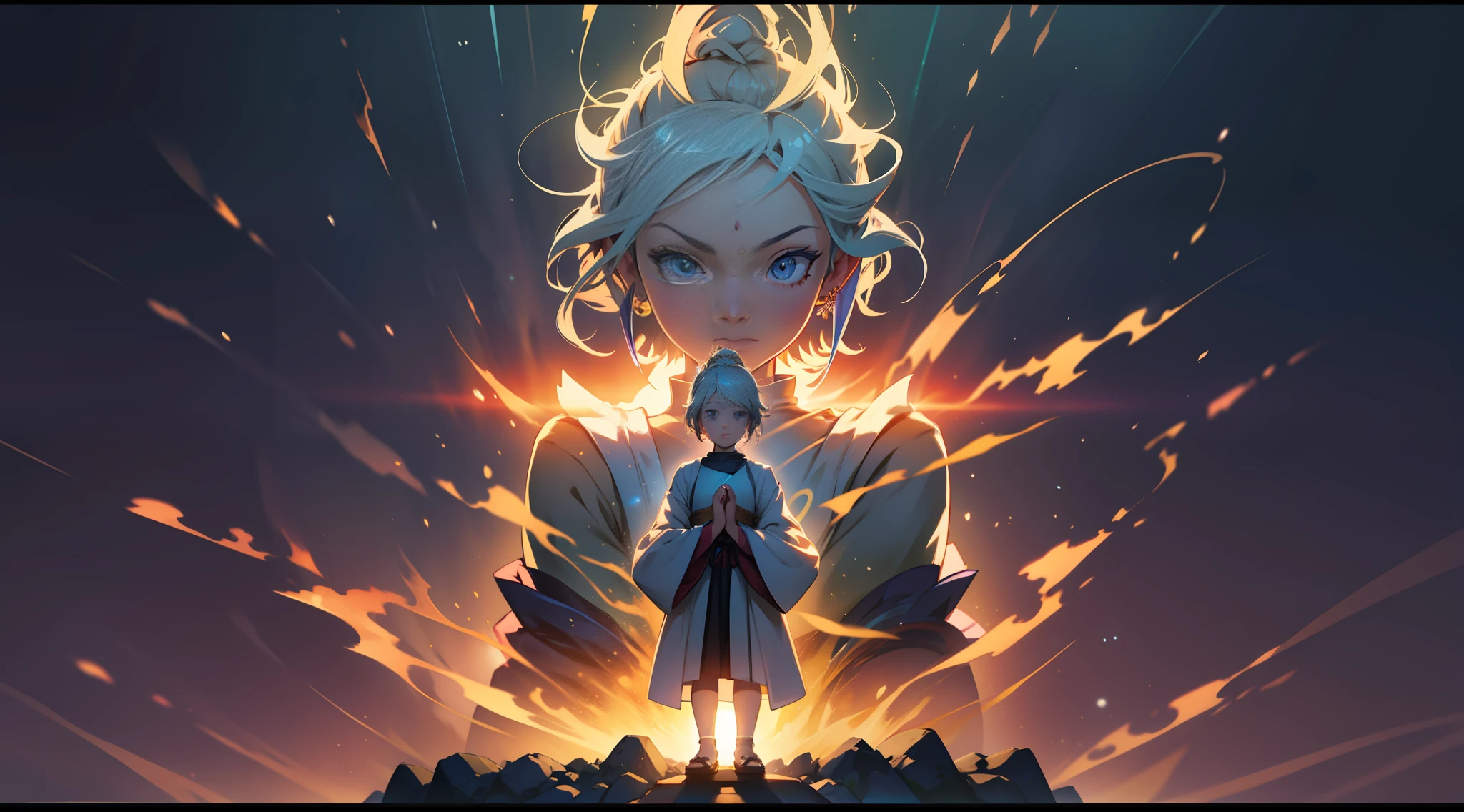 A young girl stands in front of a glowing transparent Buddha statue with her hands clasped into fists, anime, high detail, anime style, chiaroscuro, depth of field, backlight, first-person perspective, eye level, perspective shortening, UHD, masterpiece, ccurate, super detail, high detail, high quality, high quality, 4K, best quality, high resolution
Warming up