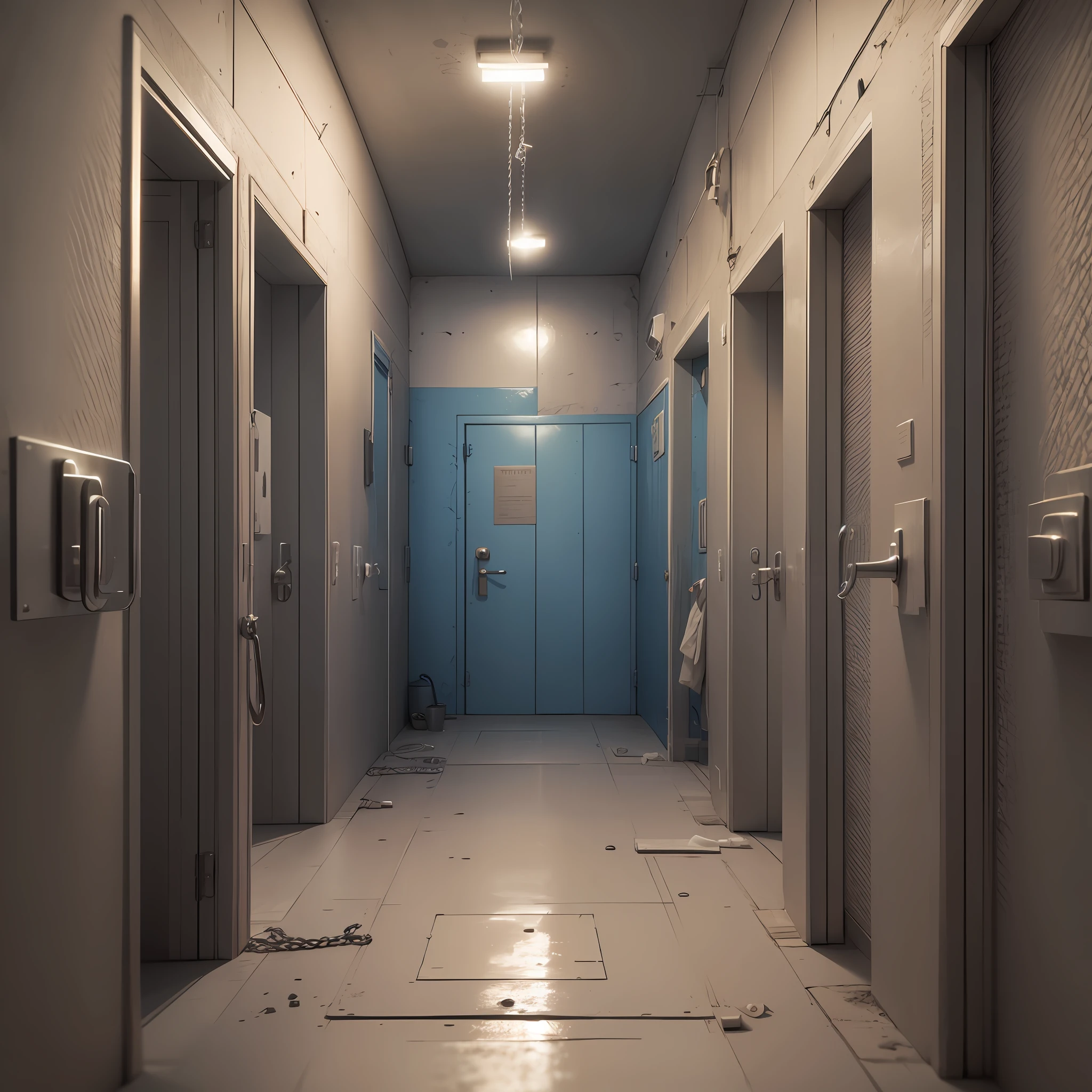 Men chained inside a cell. Realistic 8k --auto --s2