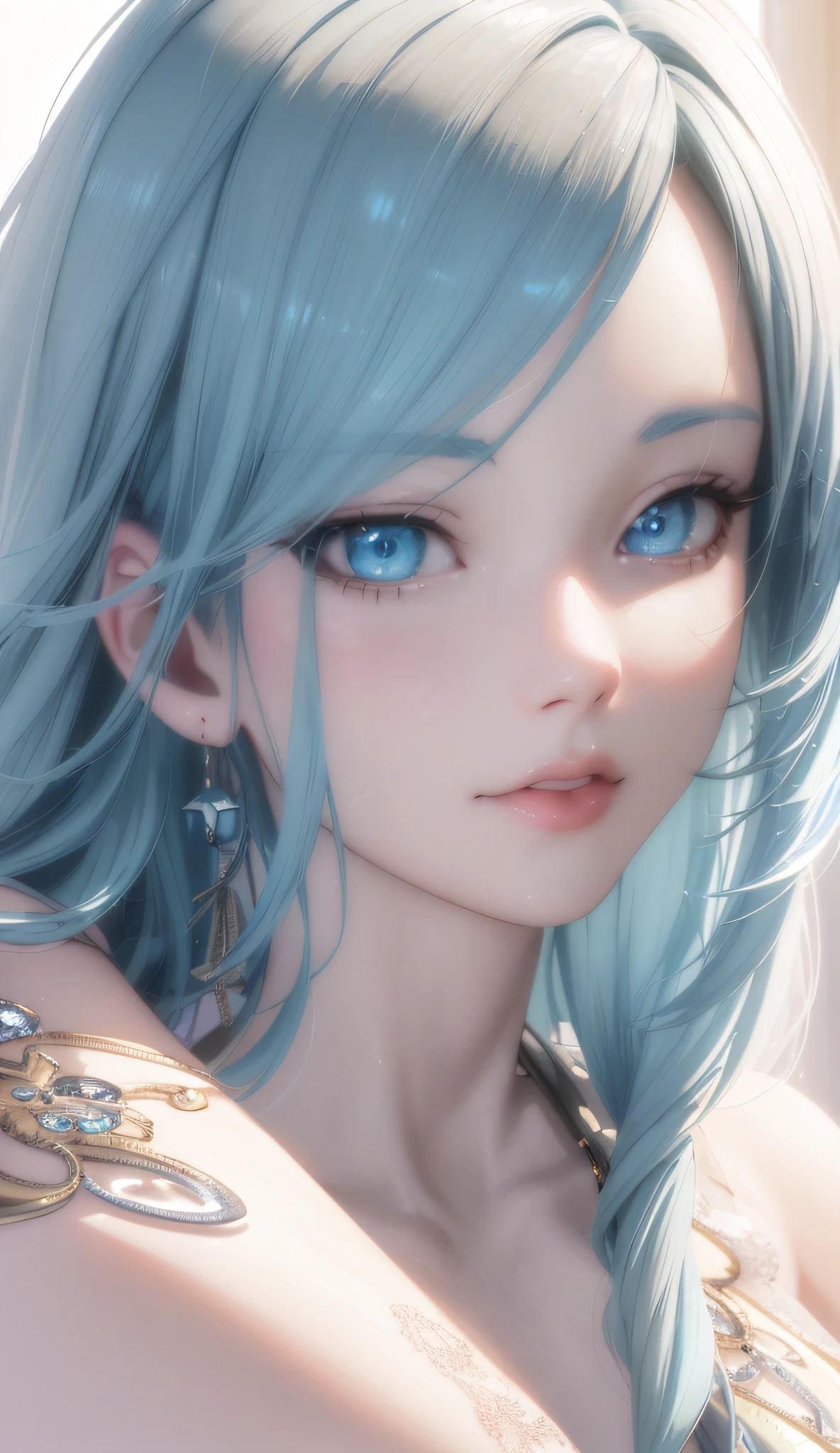 anime girl with blue hair and wings posing for a picture, photorealistic anime girl render, detailed digital anime art, render of a cute 3d anime girl, smooth anime cg art, detailed portrait of anime girl, 3 d anime realistic, 8k portrait render, close up of a young anime girl, detailed anime soft face, 8k high quality detailed art
