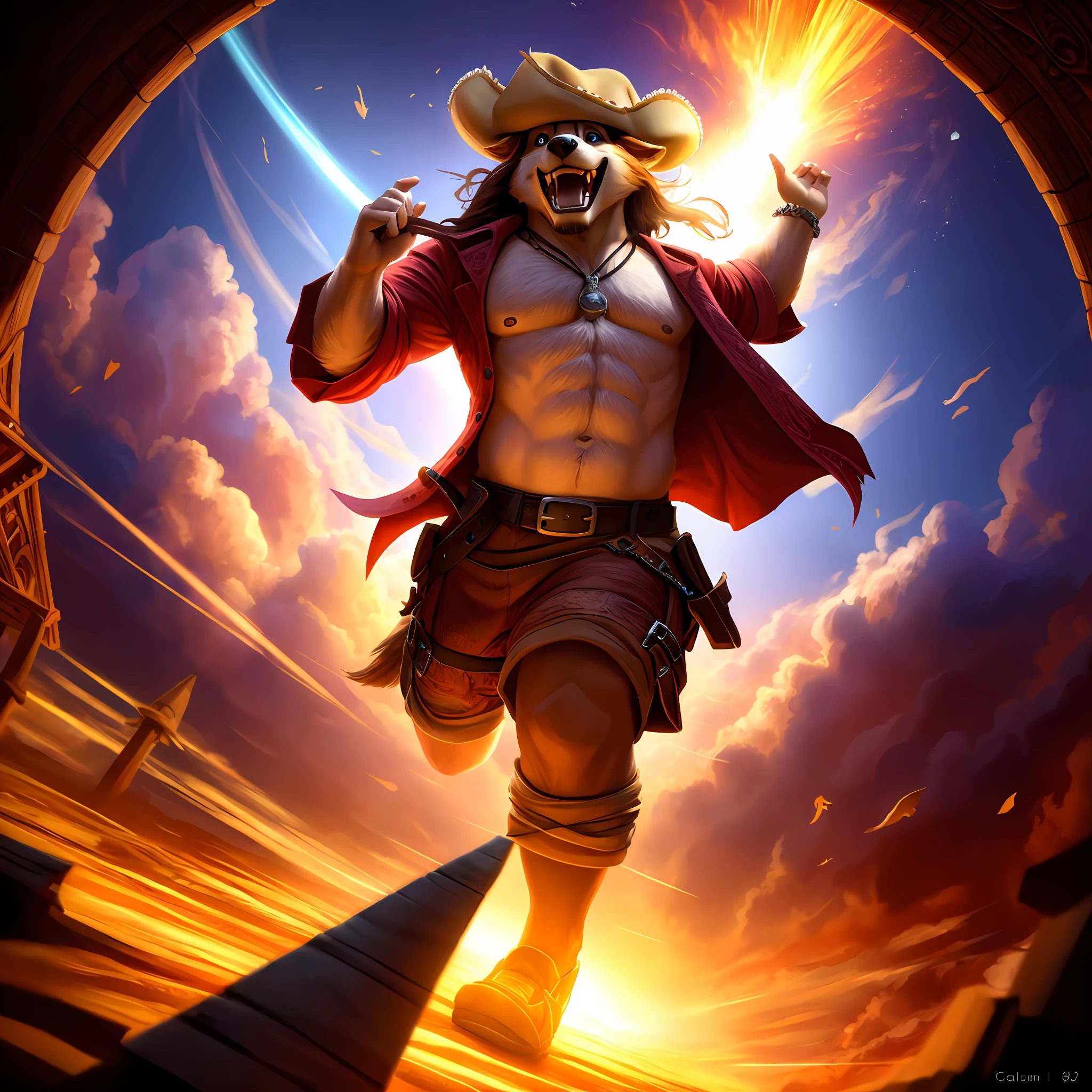 corgi as a Jack Sparrow, Light field photography, wide angle lens f/2.8, ultra insane high resolution intricate textures, texture indentation, 32k raw professional photo, perfect perspective, perfect geometry, ultra insane ambient lighting, ultra insane ambient shadows, luminism, ultra detailed busy background, bouncing lighting, tessellation, maximalism, IPA Award wining masterpiece