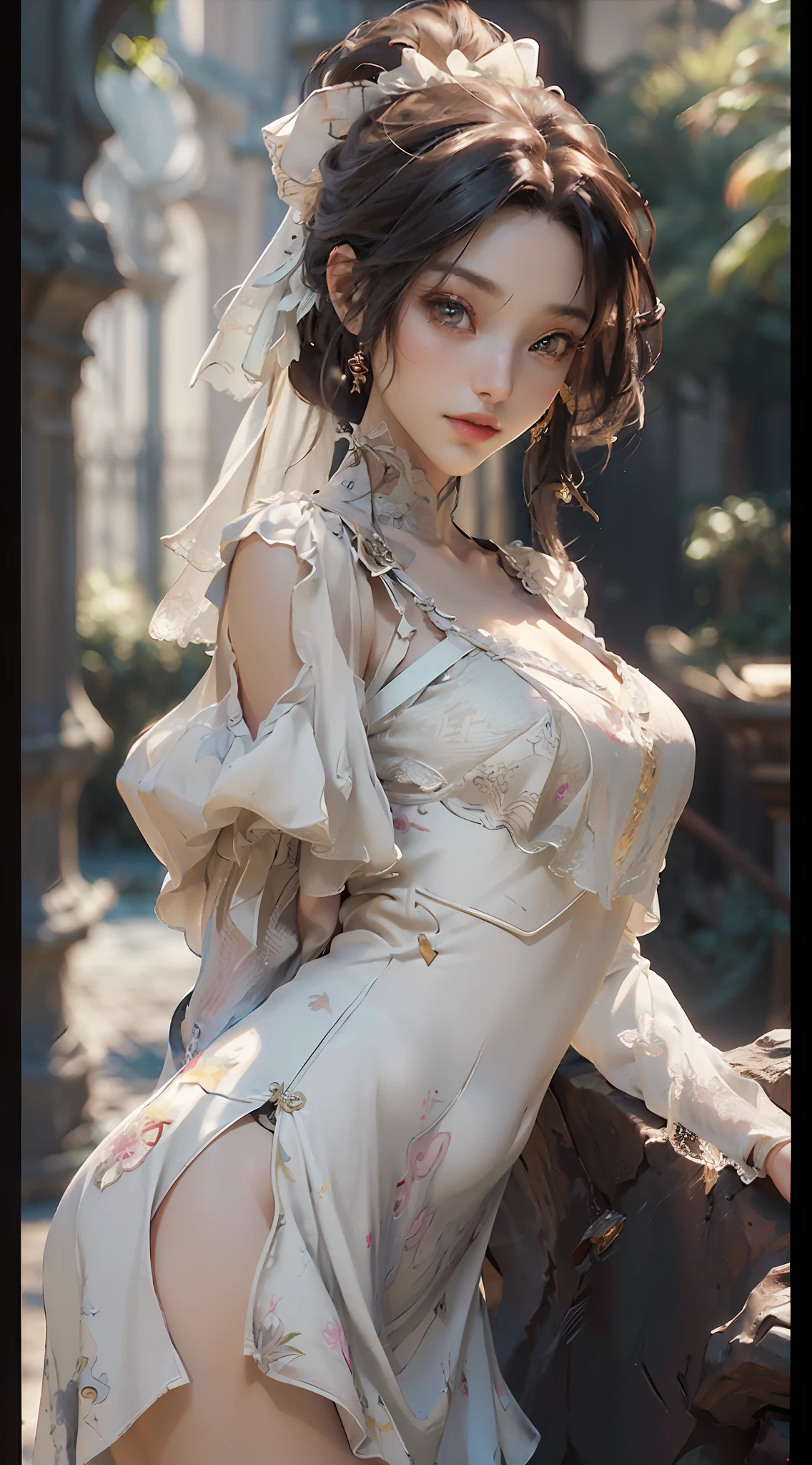 Heroine, (Best Quality), ((Masterpiece), (detail: 0.8), 3D, A Beautiful Elegant Female Figure, HDR (High Dynamic Range), Ray Tracing, AMD, Super-Resolution, Unreal 5, Subsurface Scattering, PBR Textures, Post-processing, Anisotropic Filtering, Depth of Field, Maximum Sharpness and Sharpness, Multi-layer Textures, Albedo and Highlight Maps, Surface Coloring, Accurate Simulation of Light-Material Interactions, Perfect Proportions, Octane Render, Bicolor Light, Large Aperture, Low ISO, White Balance, Rule of Thirds, 8K RAW,