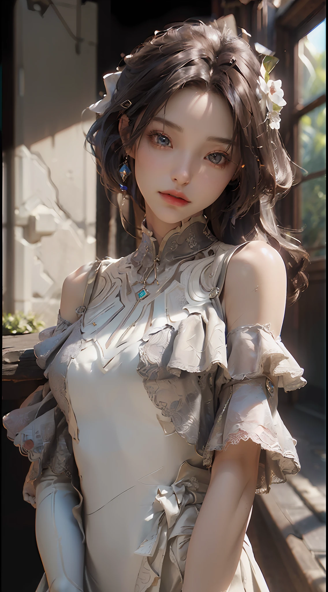 Heroine, (Best Quality), ((Masterpiece), (detail: 0.8), 3D, A Beautiful Elegant Female Figure, HDR (High Dynamic Range), Ray Tracing, AMD, Super-Resolution, Unreal 5, Subsurface Scattering, PBR Textures, Post-processing, Anisotropic Filtering, Depth of Field, Maximum Sharpness and Sharpness, Multi-layer Textures, Albedo and Highlight Maps, Surface Coloring, Accurate Simulation of Light-Material Interactions, Perfect Proportions, Octane Render, Bicolor Light, Large Aperture, Low ISO, White Balance, Rule of Thirds, 8K RAW,