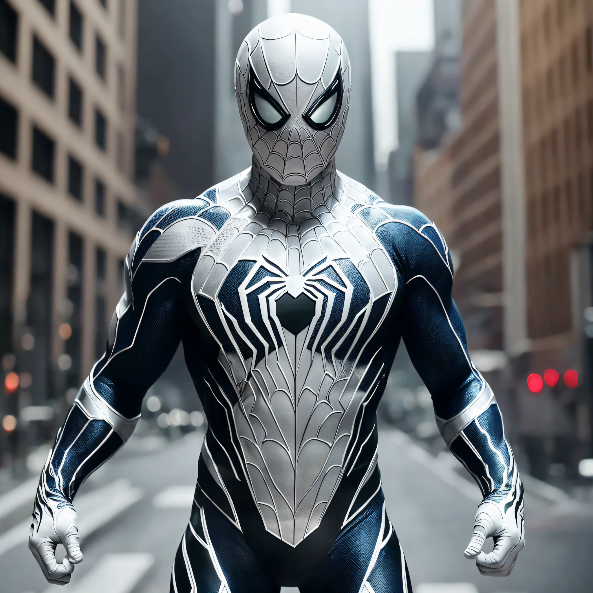 (8k, RAW Photo, Best Quality, Masterpiece: 1.2), Ultra Detailed, Official Art, Realistic: 1.37, Spider-Man, Black Suit, Spider in the Center of Red Chest, Organic Appearance Clothes, Sticky Testura, Symbiote, Art, PS5 Movie Screenshot, Highly Detailed and Detailed Movie Rendering, Ultra-realistic Lighting, With Cinematic Lighting Action Pose --auto --s2