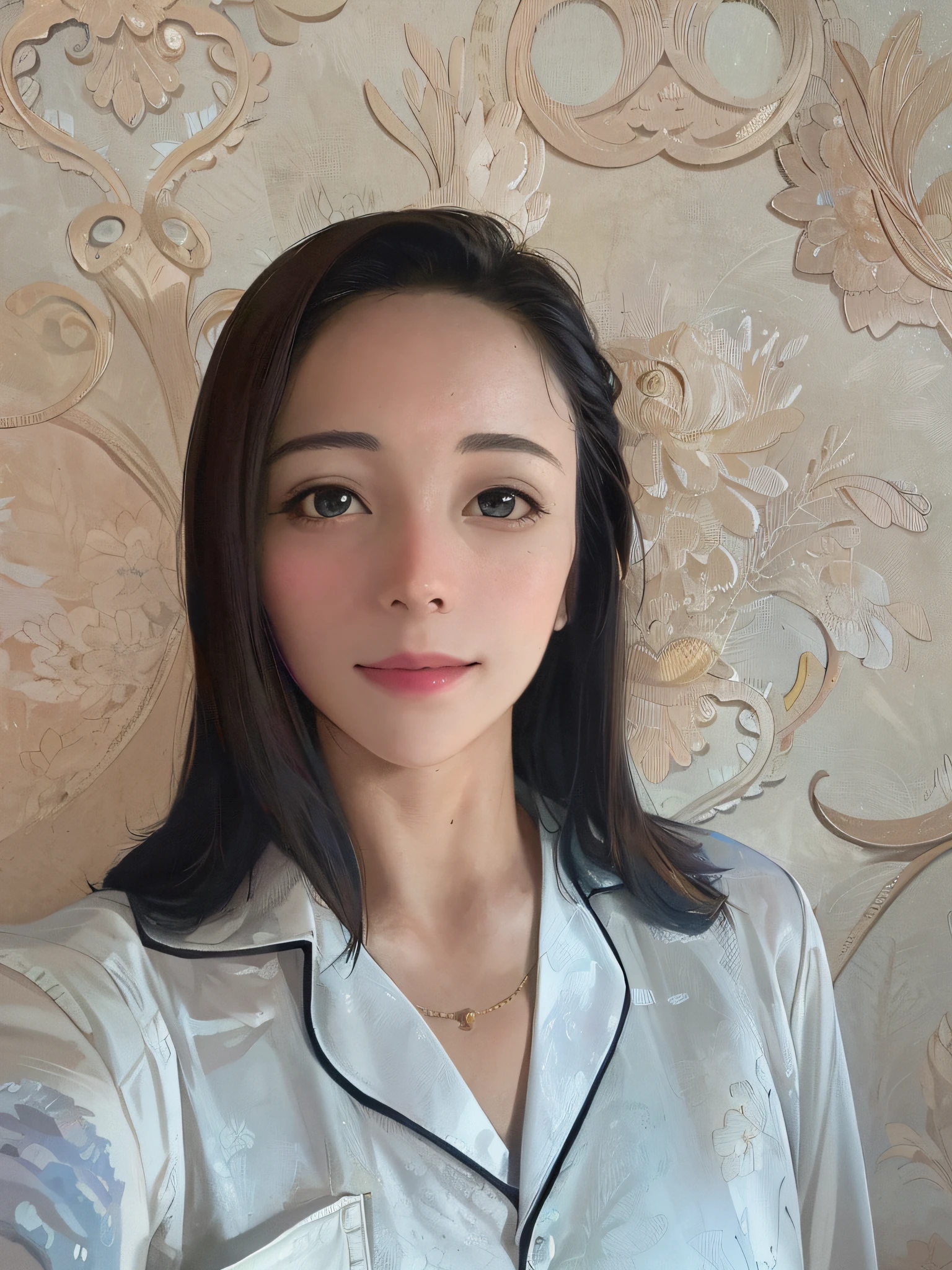 1 woman ((upper body selfie, happy)), masterpiece, best quality, ultra-detailed, solo, cheerful, happy, shadow, contrast --auto --s2