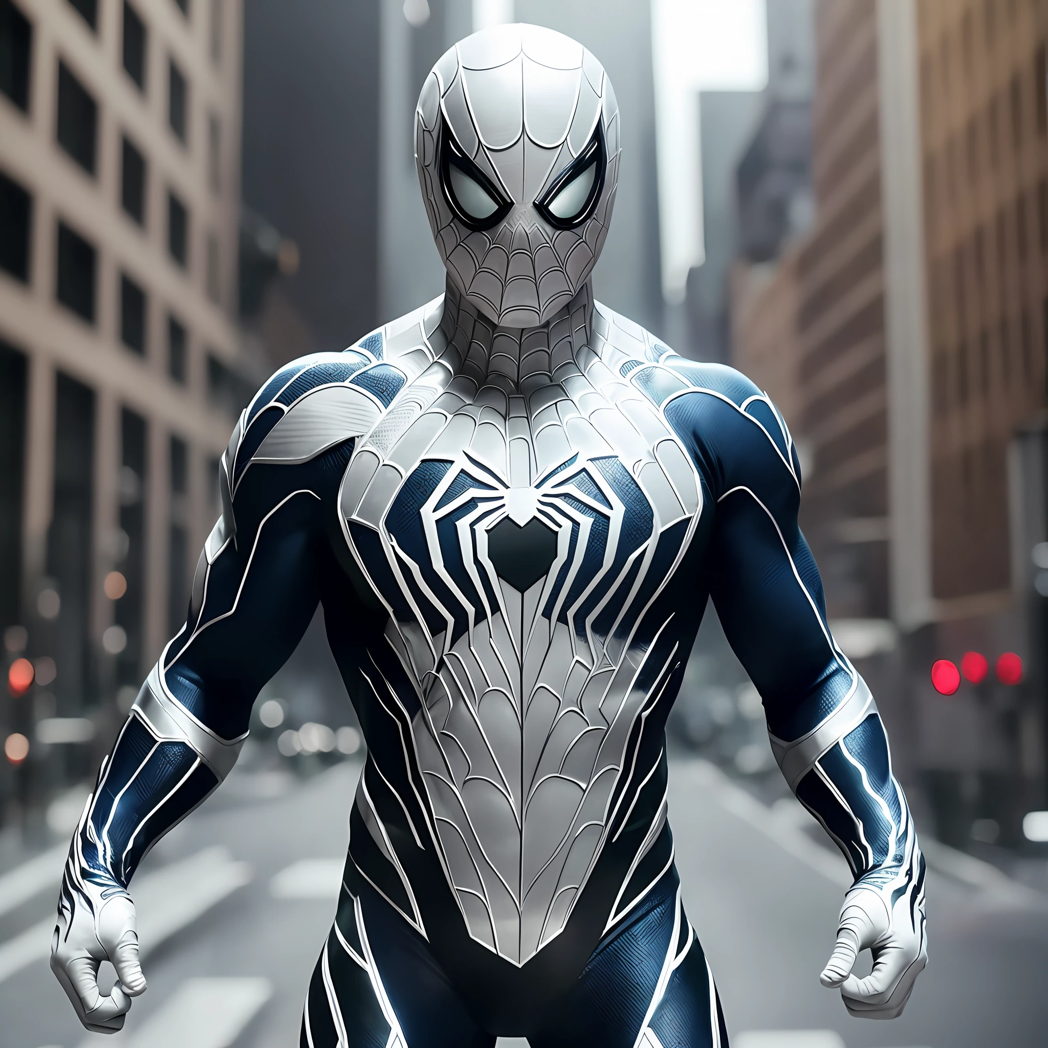 (8k, RAW Photo, Best Quality, Masterpiece: 1.2), Ultra Detailed, Official Art, Realistic: 1.37, Spider-Man, Black Suit, Spider in the Center of Red Chest, Organic Appearance Clothes, Sticky Testura, Symbiote, Art, PS5 Movie Screenshot, Highly Detailed and Detailed Movie Rendering, Ultra-realistic Lighting, With Cinematic Lighting Action Pose --auto --s2