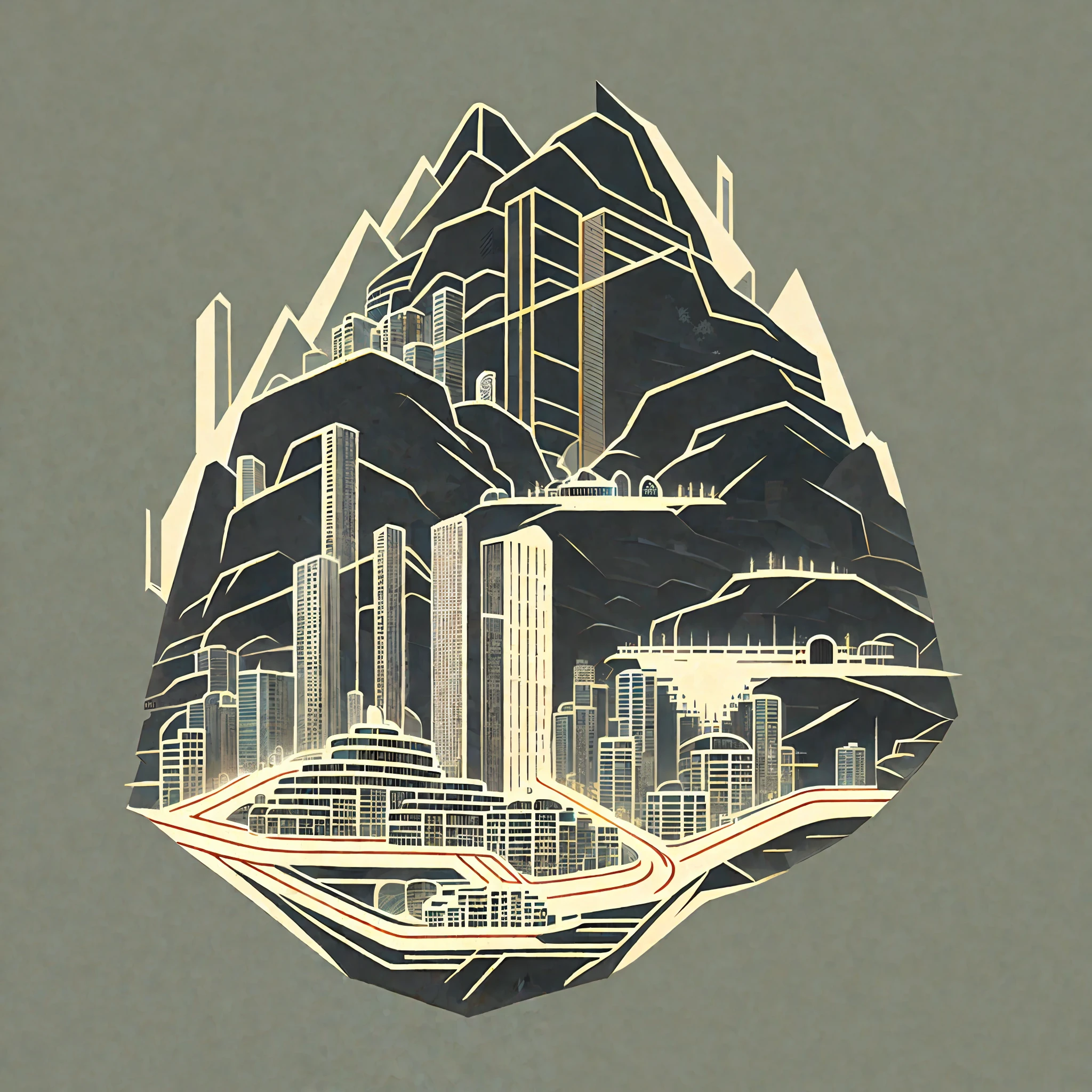 Generate a 645mm2090mm Chongqing mountain city style minimalist illustration --auto --s2
