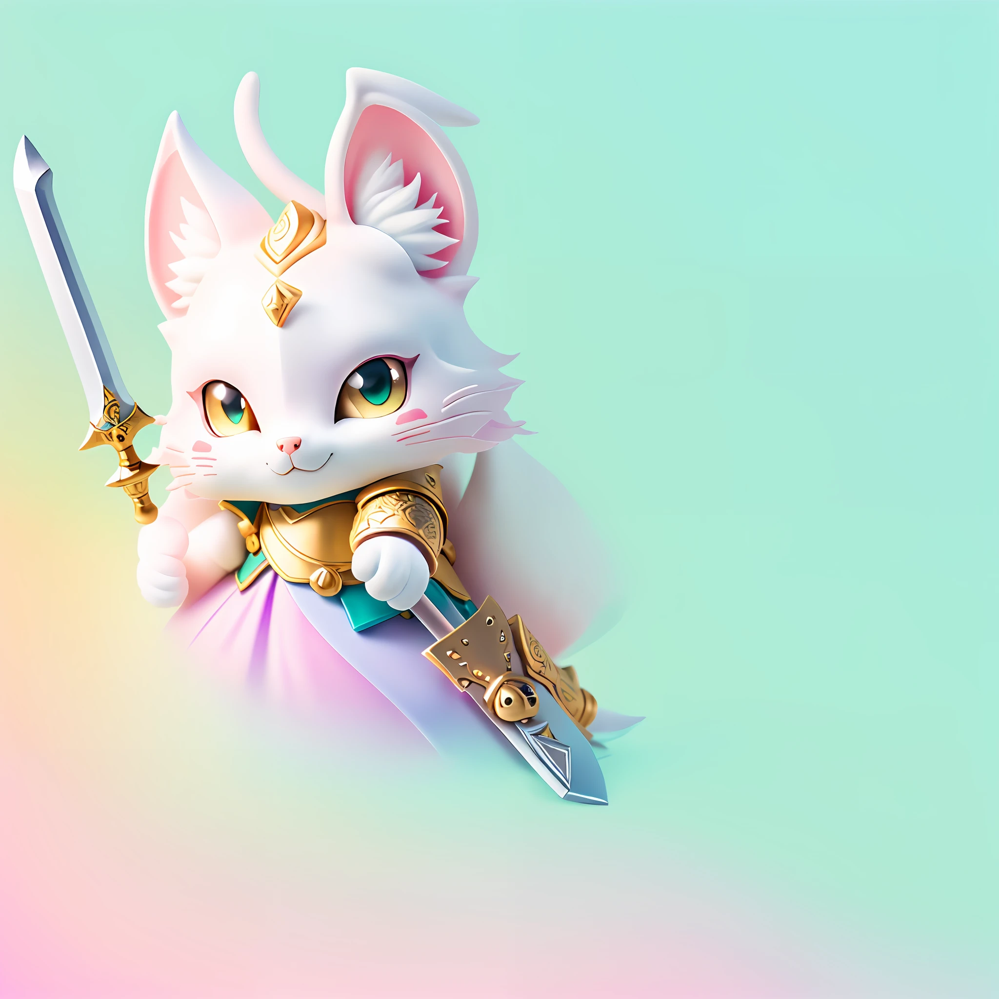 Drawing a cat with a sword and shield in a bag, slime knights from Brave Dragon Fighting, Fox with a knife, Cute Detailed Digital Art, Jazz and Rosla, Fox Inspired Armor, Cat Warrior, Fantasy Watercolor, From League of Legends, Anthropomorphic Warrior Piggy, Cute Digital Painting, Maple Island Mouse, Fantasy Watercolor, Dream Unicorn Color Scheme, Marshmallow-like Color Scheme, ((Intricate Details)), HDR, ((Intricate Detail, Ultra Detail)), Cinematic Shots, Vignette,