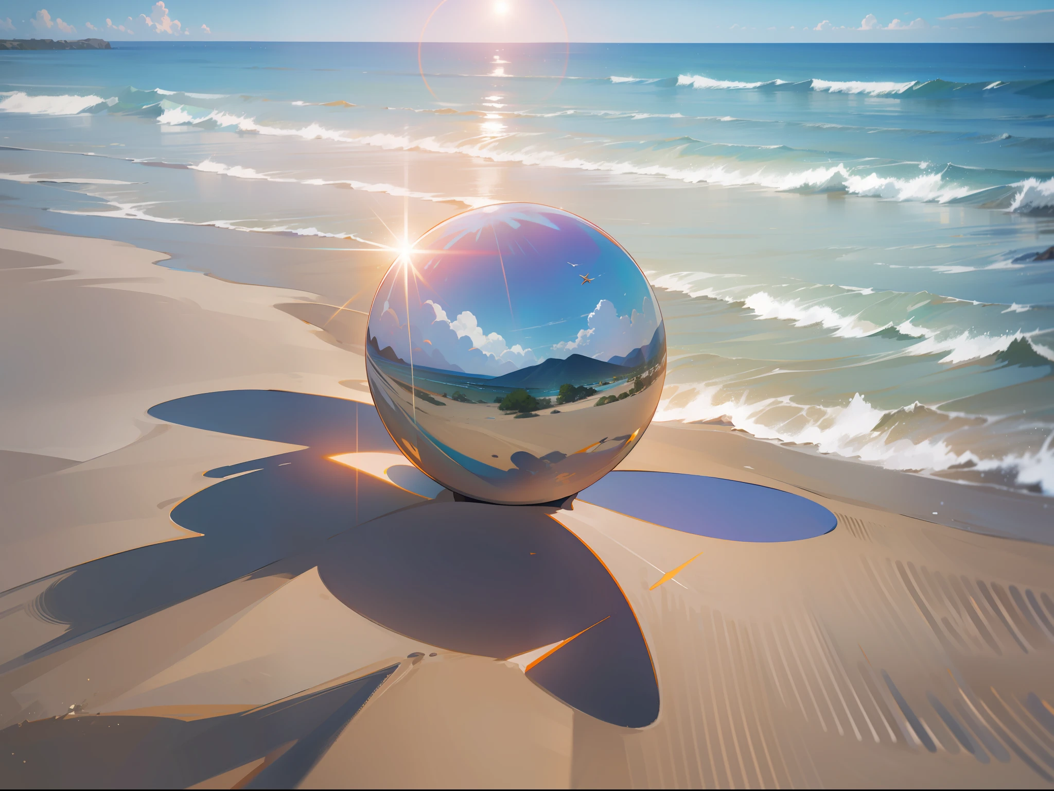 ray tracing, vignetting, masterpiece, super detail, high quality, best quality, high resolution, 8K, sandy beach