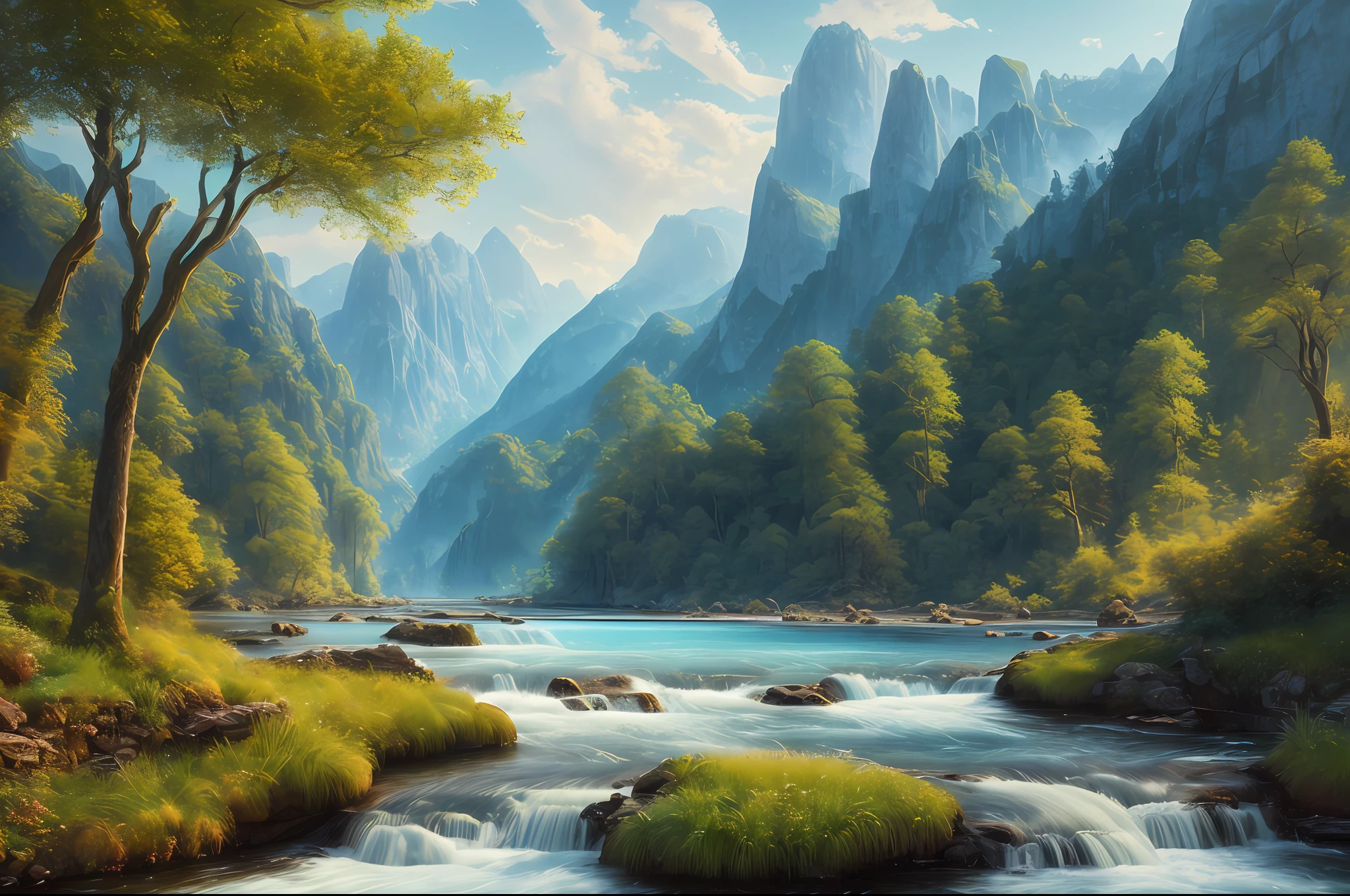 landscape,water,(extremely detailed CG unity 8k wallpaper), most beautiful artwork in the world,professional majestic oil painting,intricate, High Detail, Sharp focus, dramatic, photorealistic painting art