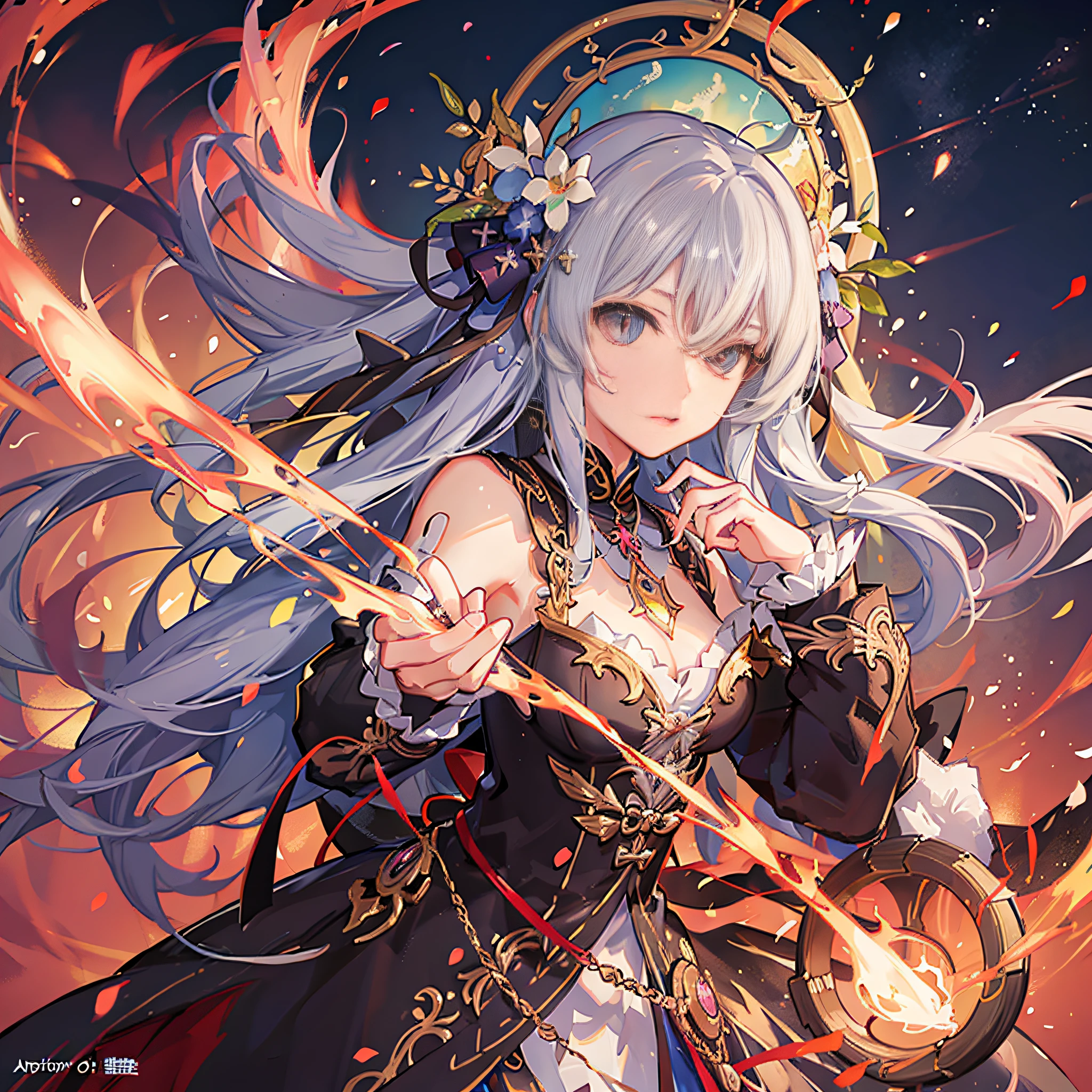 Extremely detailed Artgerm, beautiful celestial mage, Artgerm on ArtStation Pixiv, Artgerm. Anime illustration, IG model|art germ,! dream art germ, art germ, style art germ, art germ style, concept art |art germ, beautiful woman, long hair, hair pink and white gradient, fairy air fluttering, (Xiu Xian novel), Buddha light behind it, skill in hand, serious face, (release skill special effects), anime form, combat, clear details, gesture stereo, super high resolution, noise reduction, sharp angle increase, improve contrast