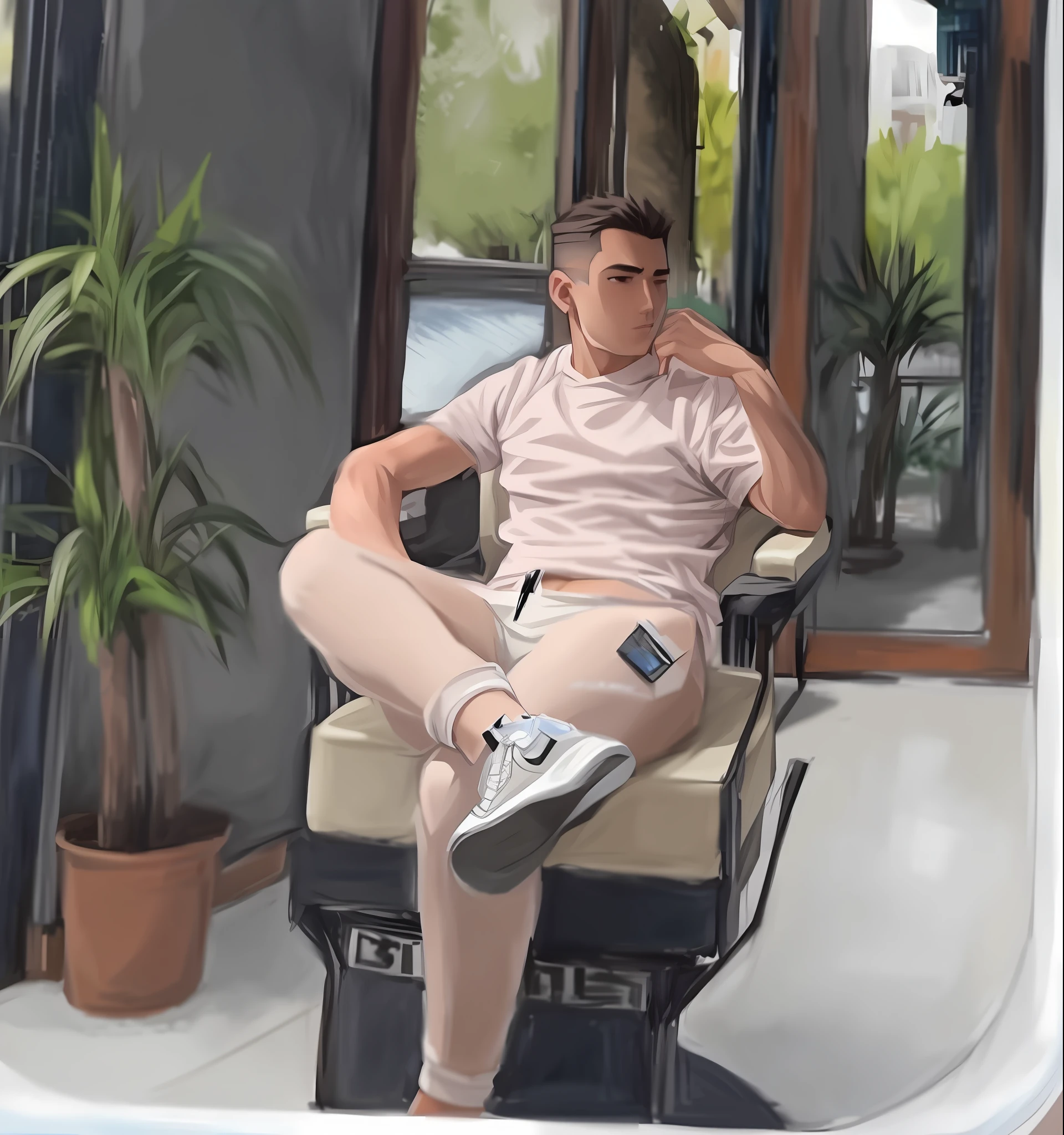 (best-quality:0.8), (best-quality:0.8), perfect anime illustration, extreme closeup portrait of a sexy looking man with abs