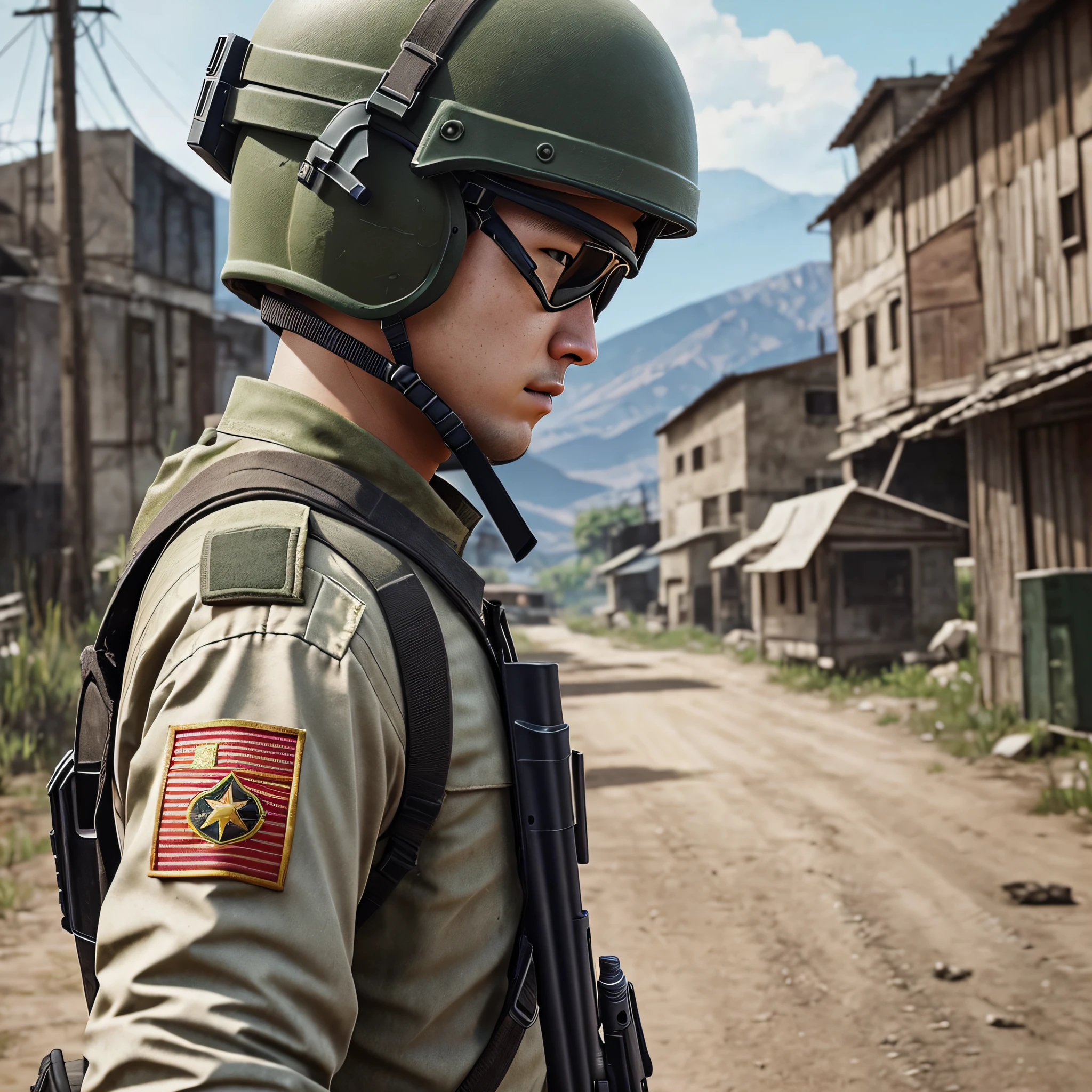 (detailed photo) (best quality) soldier photo to create profile pro player pubg mobile --auto --s2
