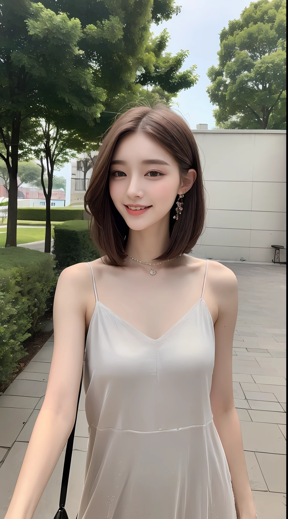 ((Best Quality, 8K, Masterpiece: 1.3)), 1girl, Slender Beauty: 1.3, (Hairstyle Casual, Full Body: 1.2), Slip Dress: 1.1, Super Fine Face, Delicate Eyes, Double Eyelids, Smile, Outdoor