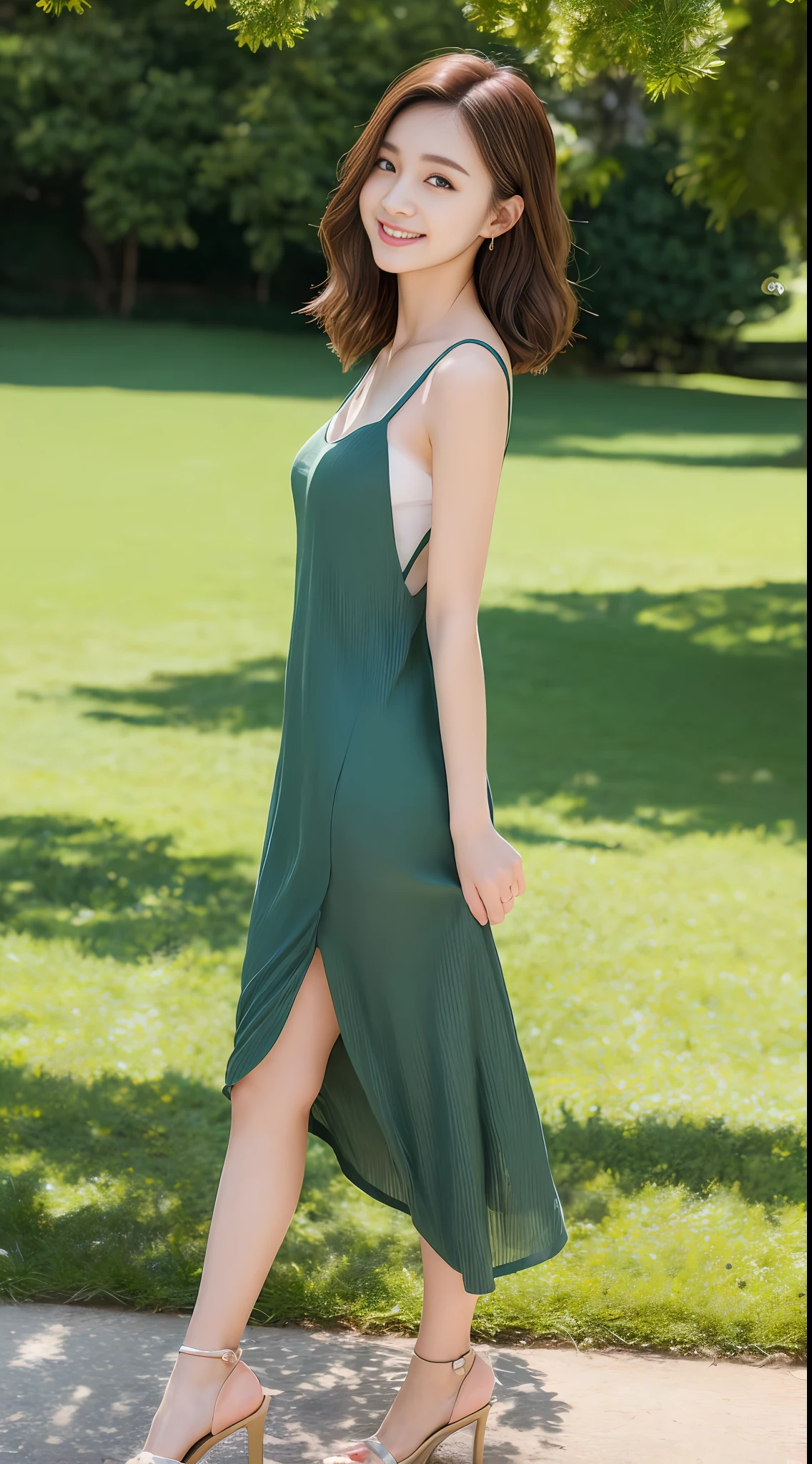 ((Best Quality, 8K, Masterpiece: 1.3)), 1girl, Slim Beauty: 1.3, (Hairstyle Casual, Full Body: 1.2), Slip Dress: 1.1, Super Fine Face, Fine Eyes, Double Eyelids, Smile, Outdoor, Background Blur 1.5