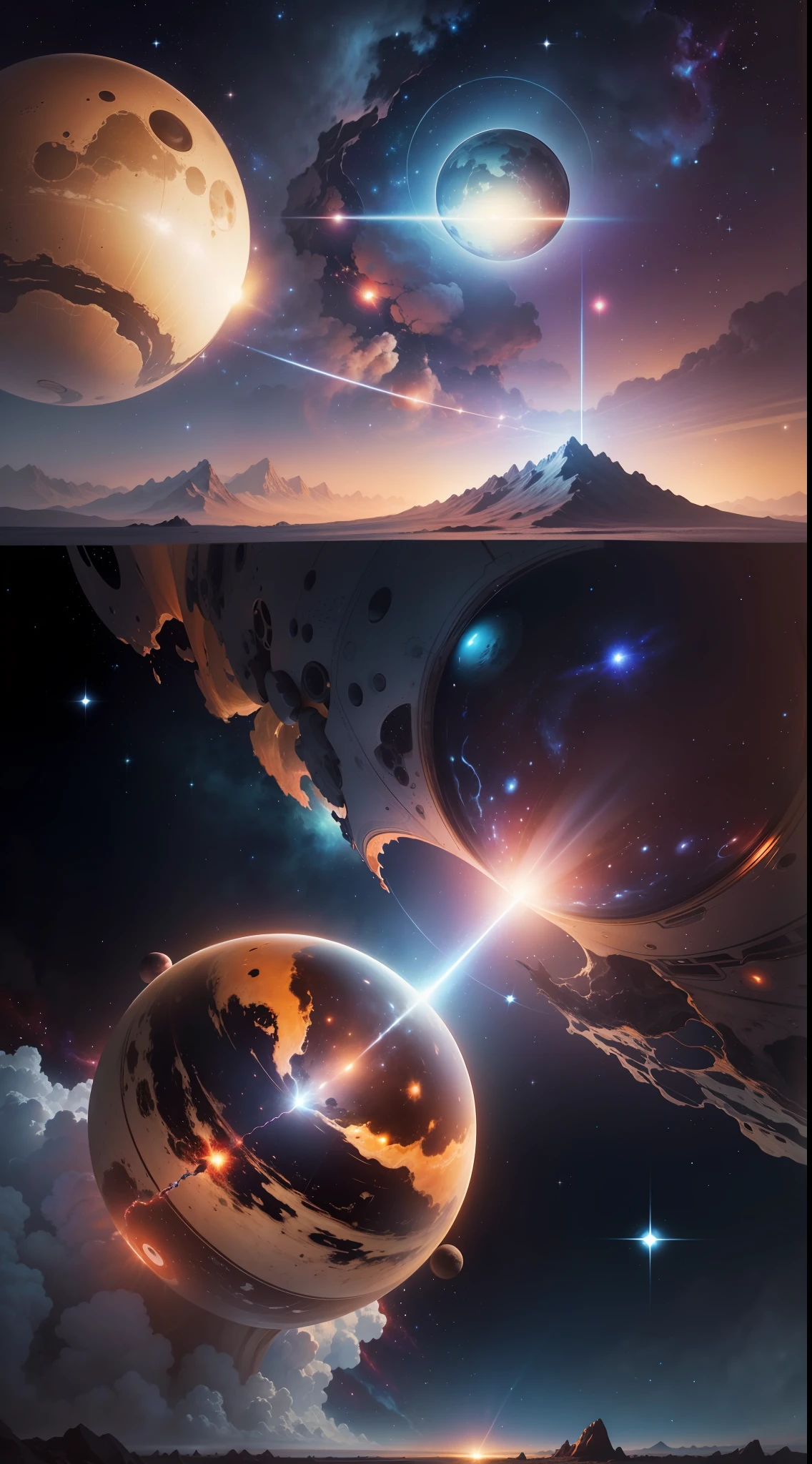 Create an intriguing and exciting image, representing the possibility of alien life in a vast and mysterious cosmos. Highlight an astronaut floating in space, facing a stunning stellar backdrop with planets and nebulae. Use immersive visual effects to convey the grandeur of the universe. Encourage viewers to share their beliefs and opinions about the existence of extraterrestrial intelligences, while inviting them to follow the "Beyond the Obvious" channel to explore more fascinating content. Together, we will unlock the cosmic secrets. Enjoy, share and embark on this extraordinary journey!